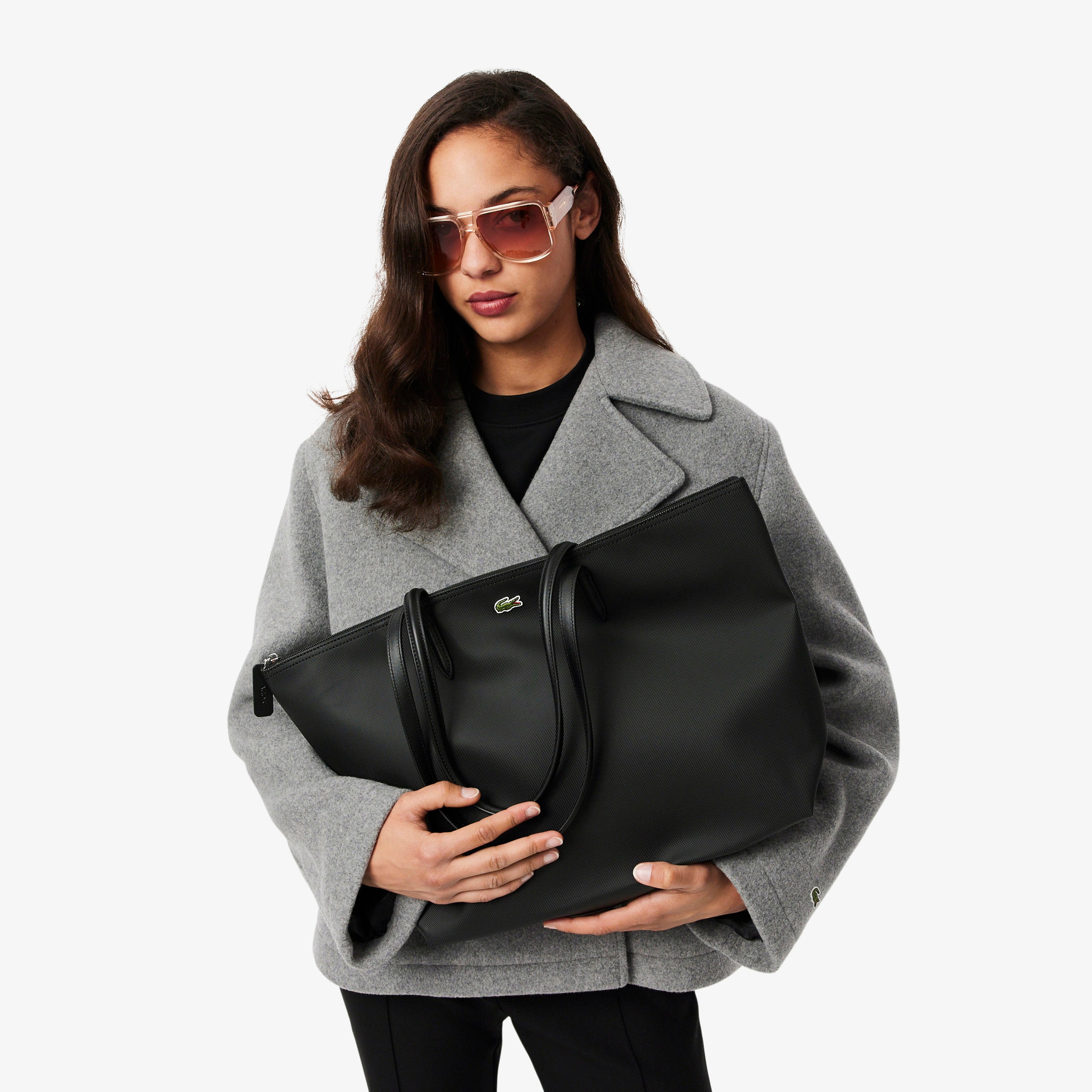 Large L.12.12 Kadın Siyah Omuz Çantası