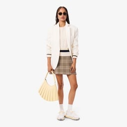 Kadın Classic Fit Kareli Kahverengi Etek Kahverengi