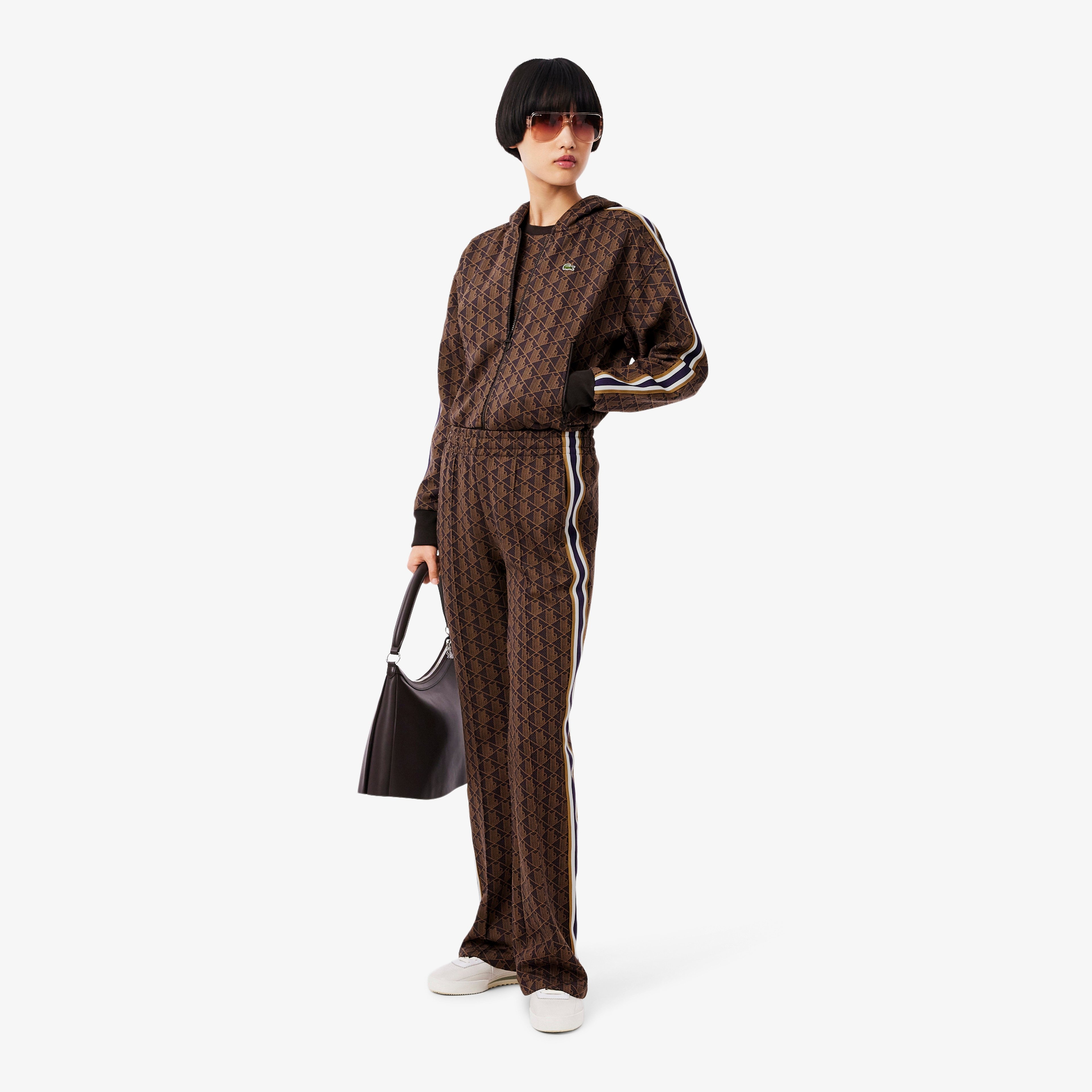 Kadın Flare Fit Monogram Kahverengi Eşofman Altı