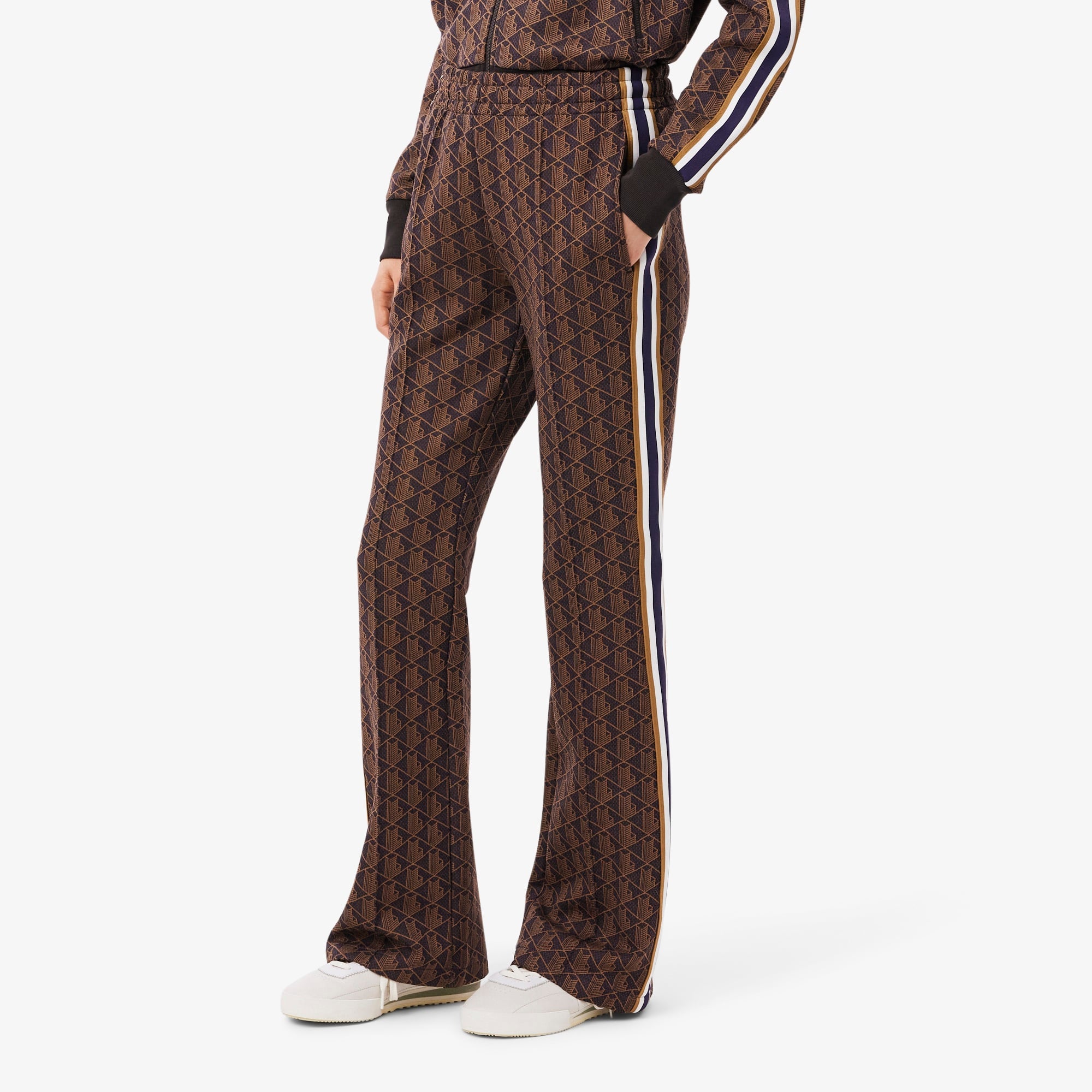 Kadın Flare Fit Monogram Kahverengi Eşofman Altı