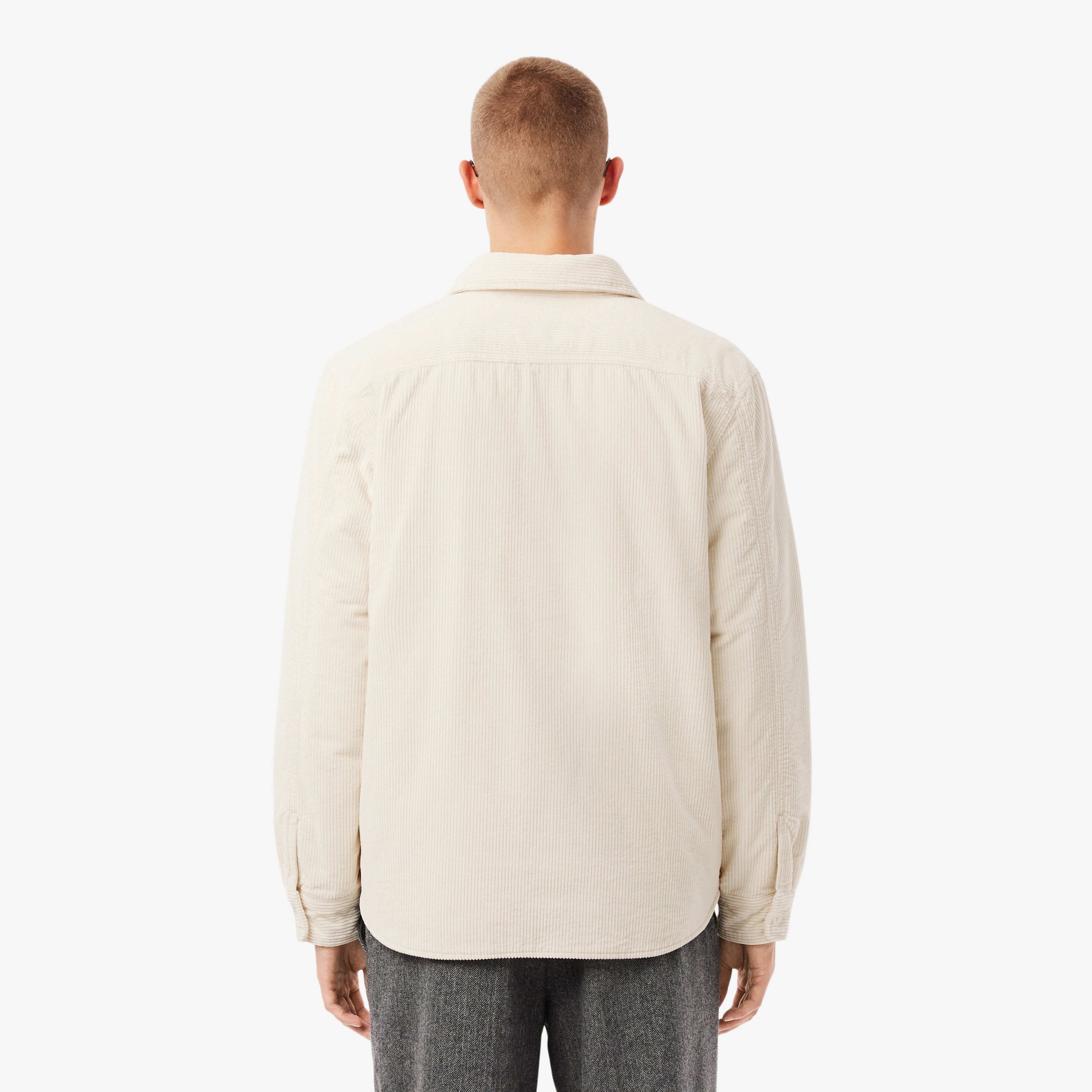 Erkek Relaxed Fit Kadife Krem Dış Gömlek