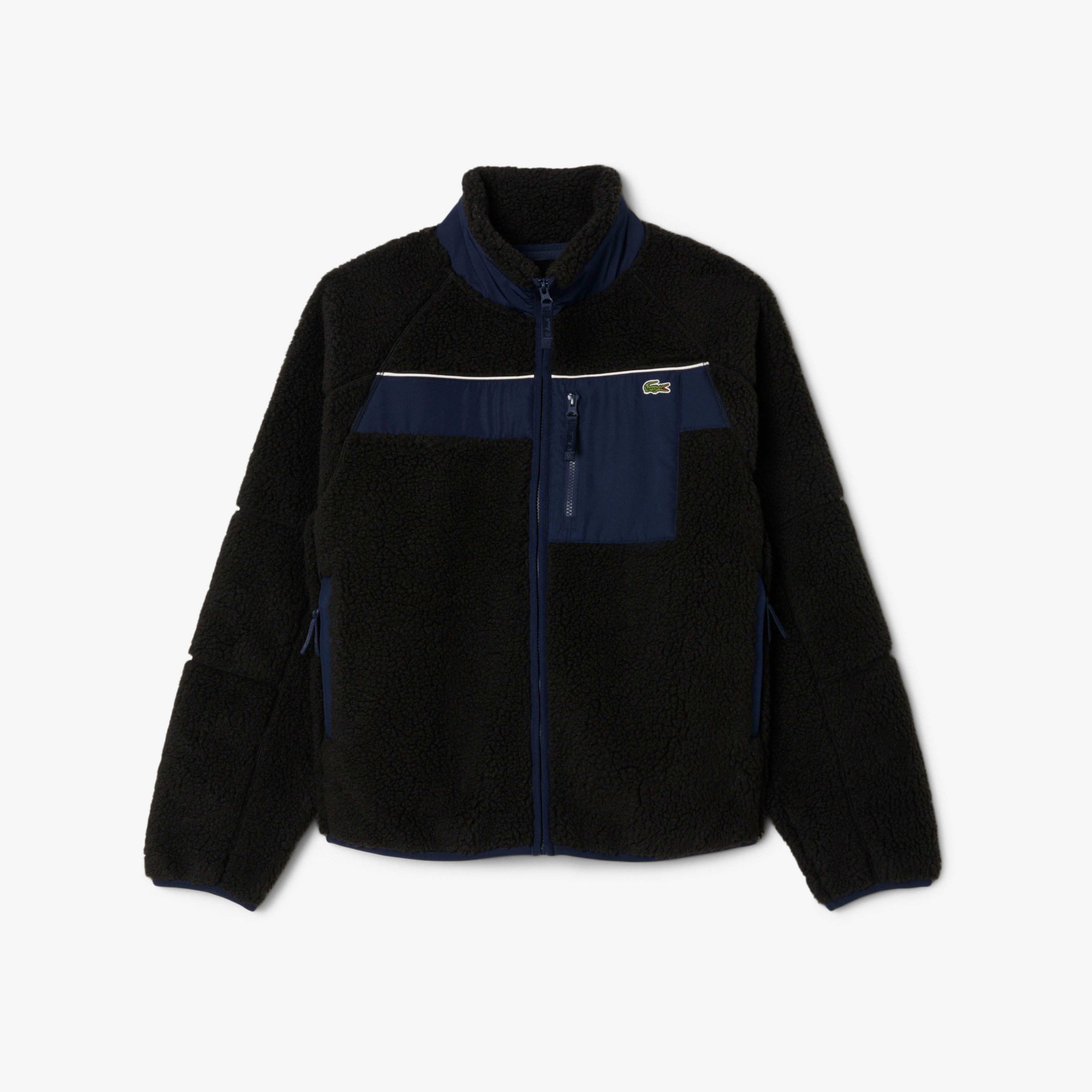 Erkek Regular Fit Fermuarlı Renk Bloklu Siyah Mont