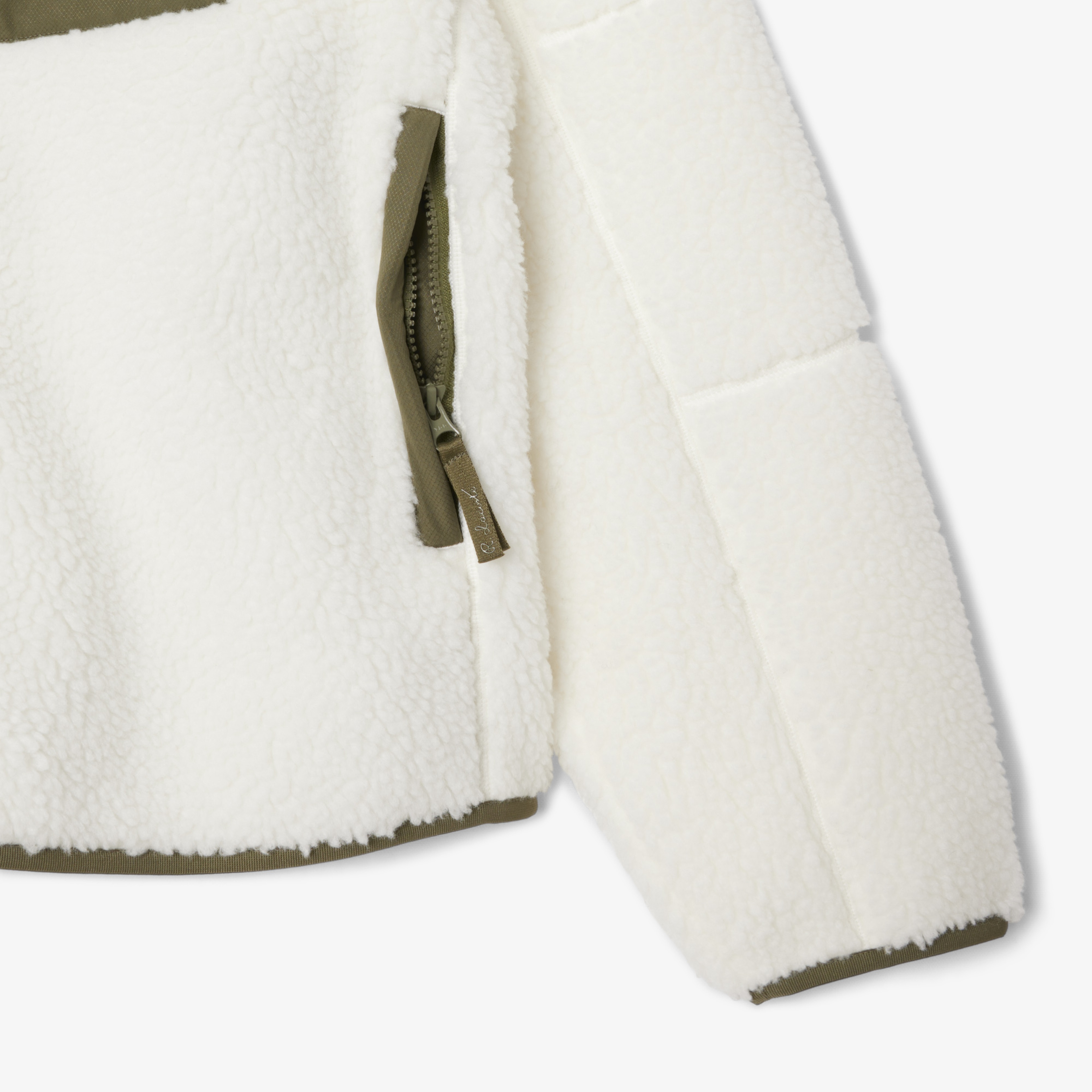 Erkek Regular Fit Fermuarlı Renk Bloklu Beyaz Mont