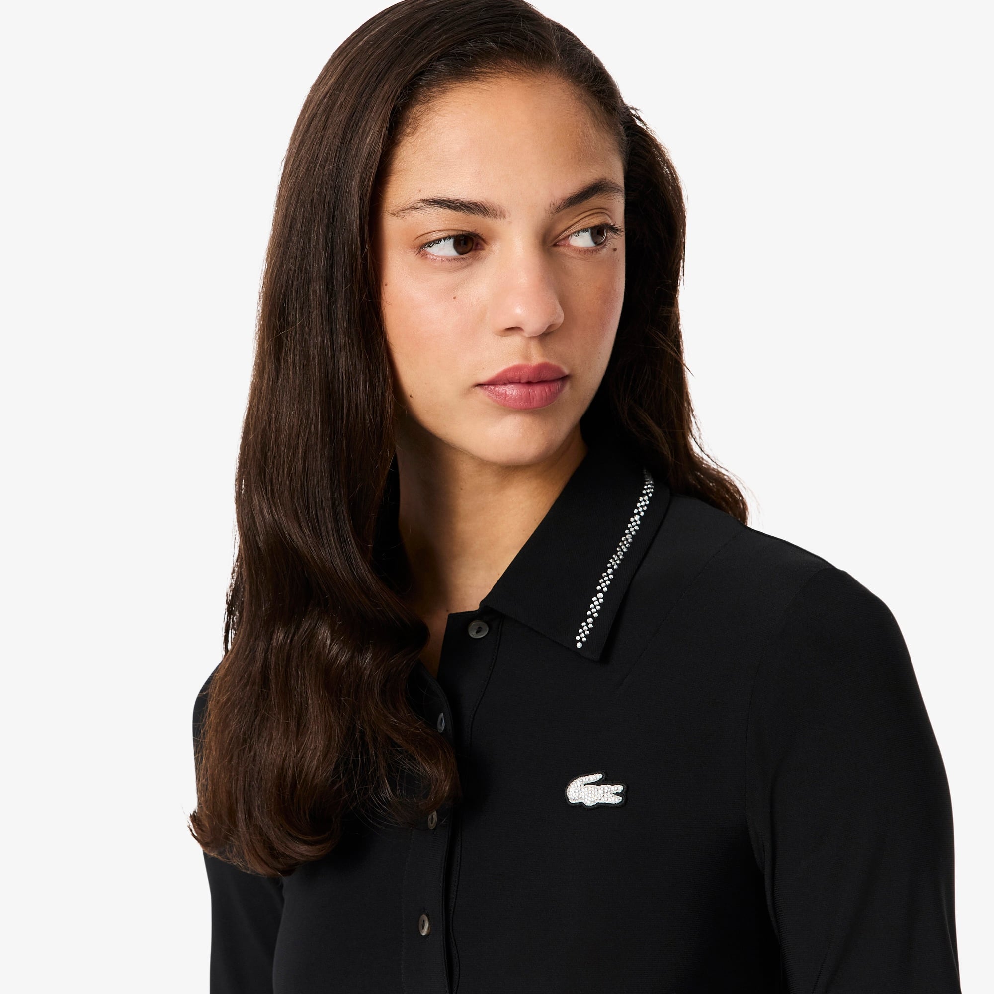 Kadın Slim Fit Kısa Kollu Polo Yaka Siyah Elbise