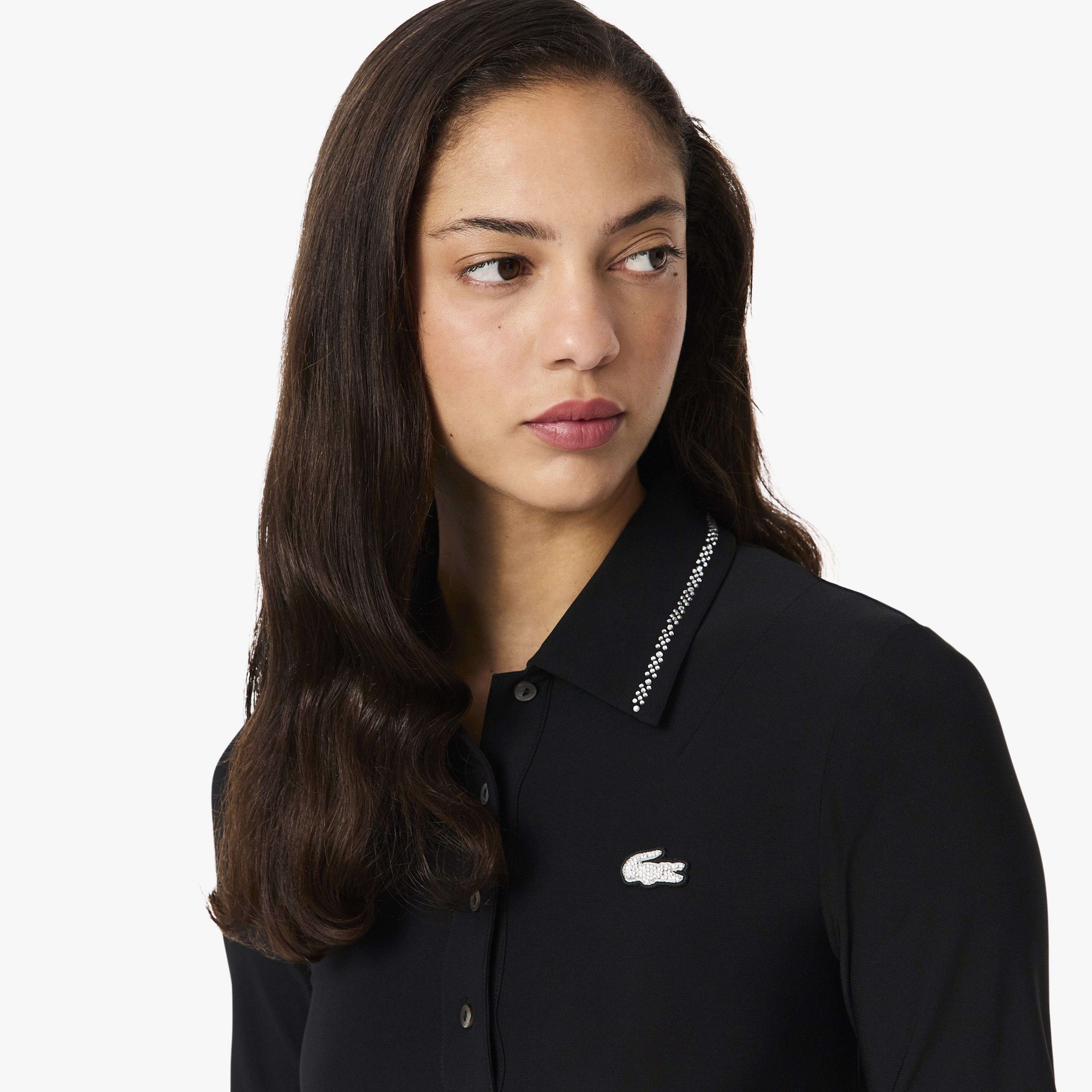 Kadın Slim Fit Kısa Kollu Polo Yaka Siyah Elbise