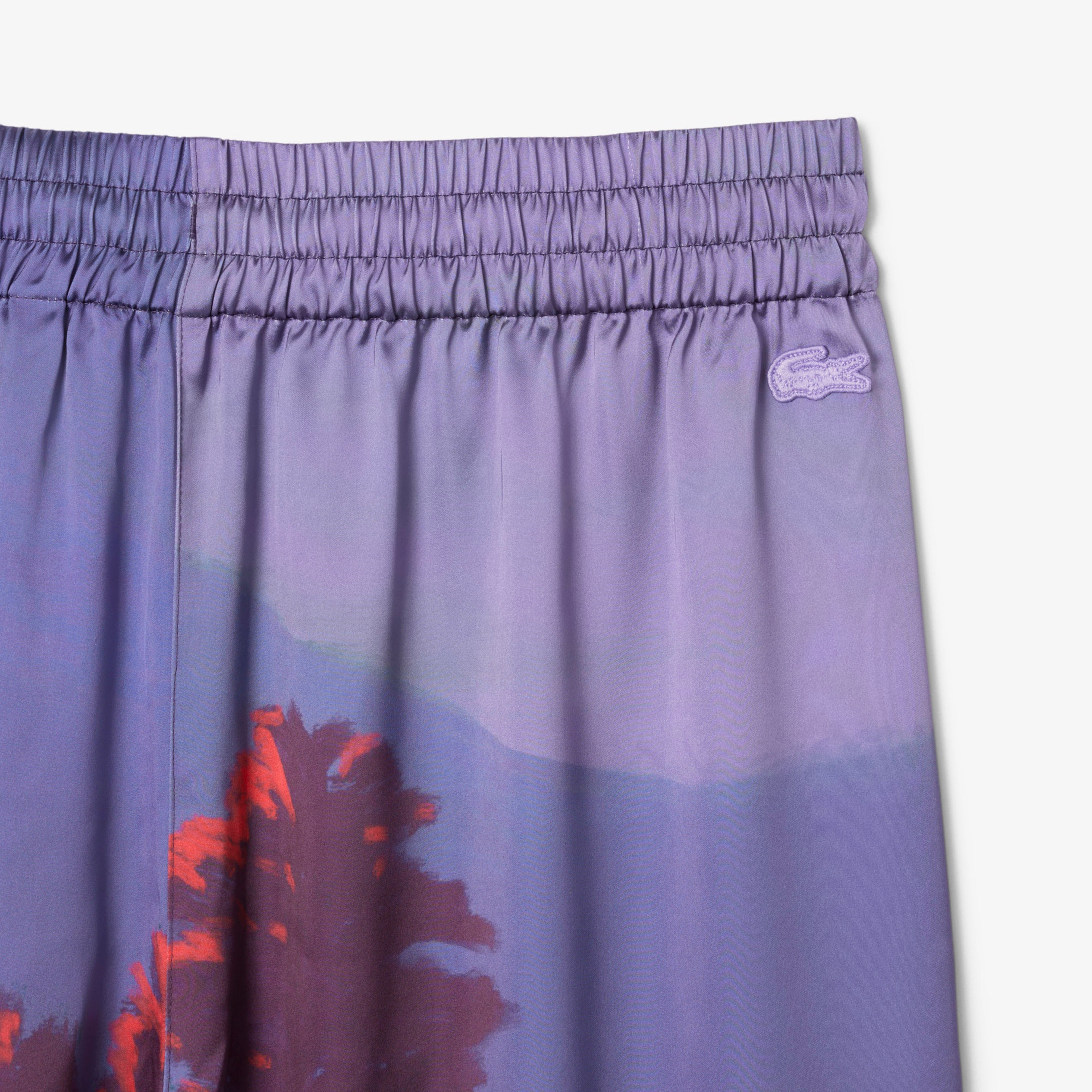 Kadın Oversize Fit Baskılı Mor Pantolon