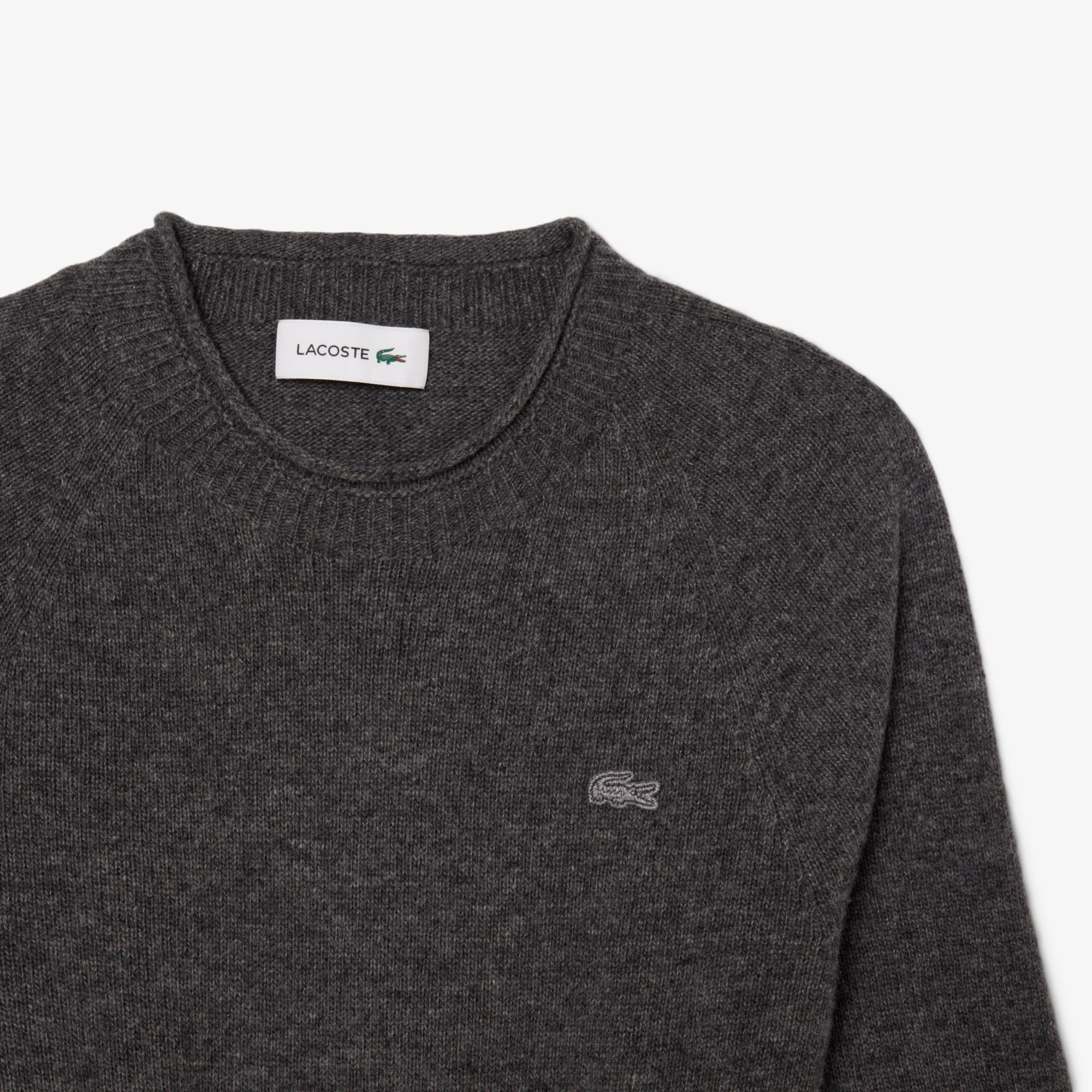 Kadın Classic Fit Uzun Kollu Bisiklet Yaka Koyu Gri Elbise