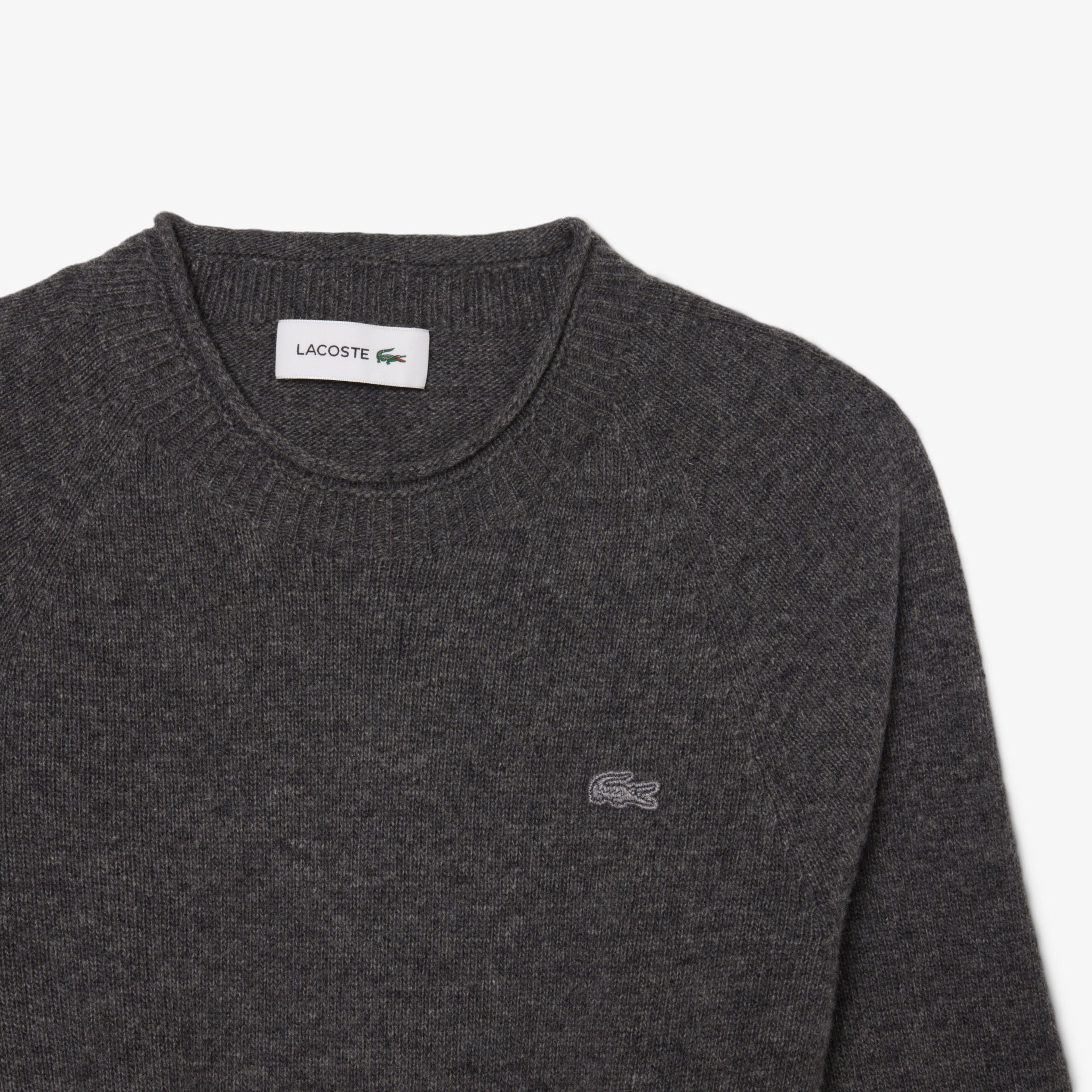 Kadın Classic Fit Uzun Kollu Bisiklet Yaka Koyu Gri Elbise