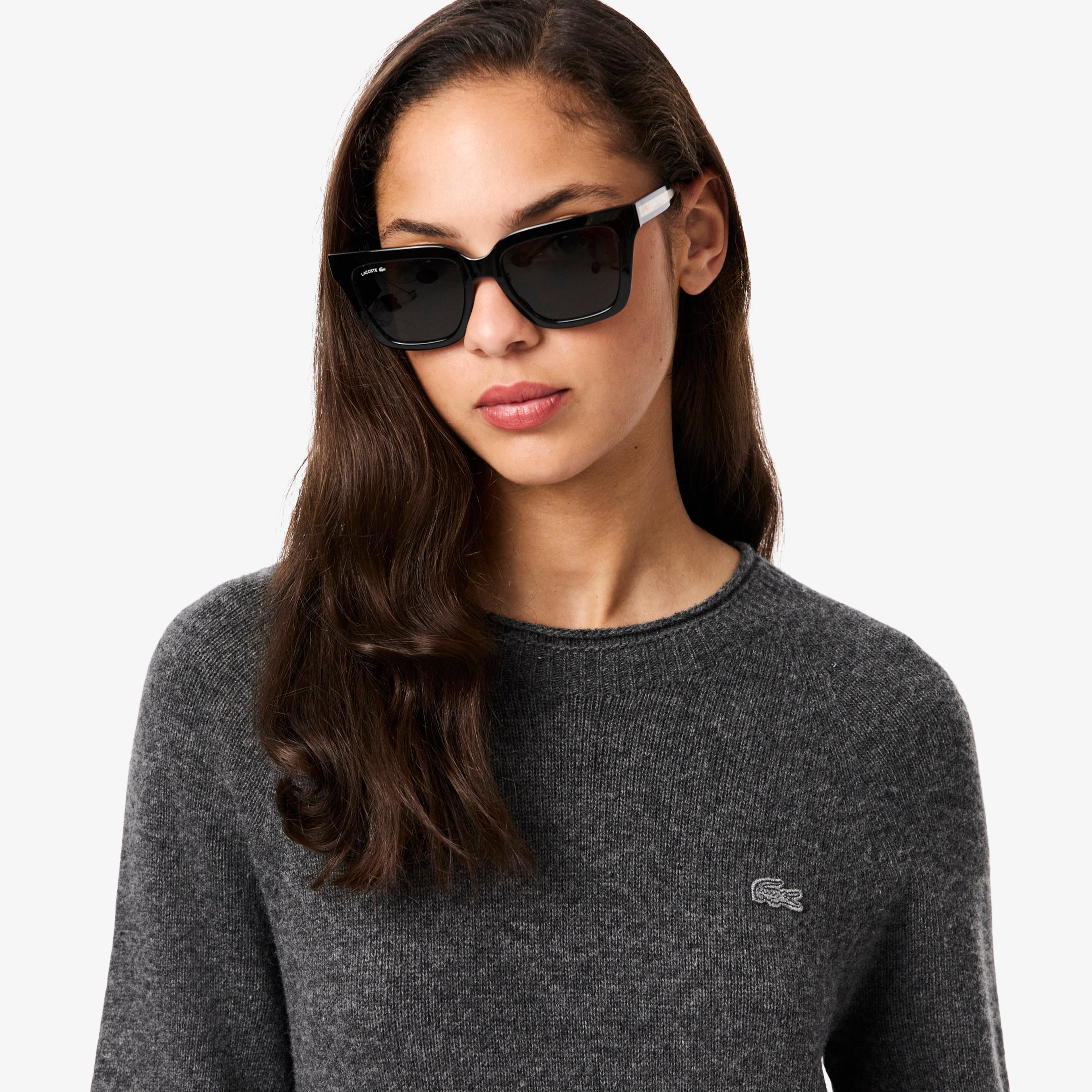 Kadın Classic Fit Uzun Kollu Bisiklet Yaka Koyu Gri Elbise