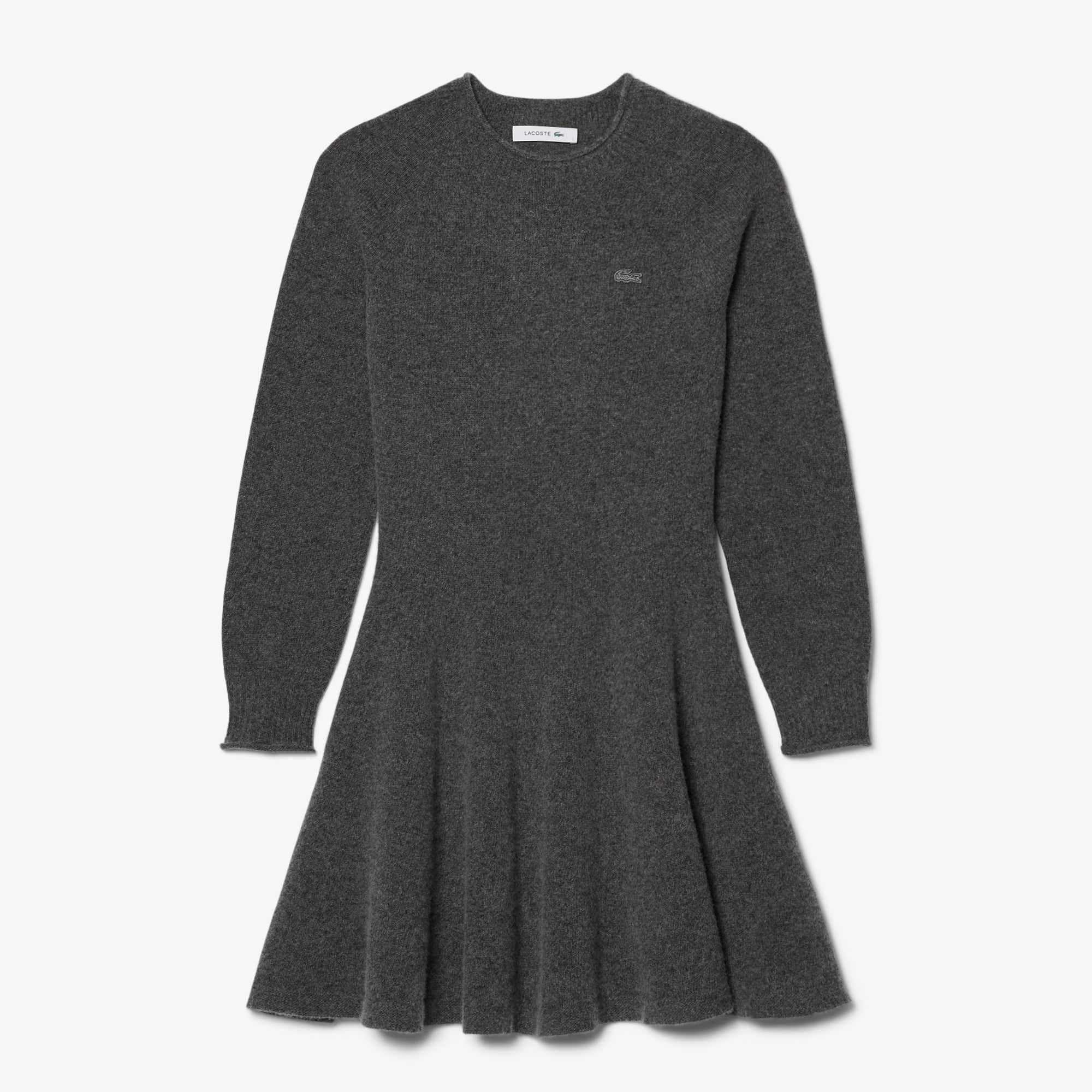 Kadın Classic Fit Uzun Kollu Bisiklet Yaka Koyu Gri Elbise