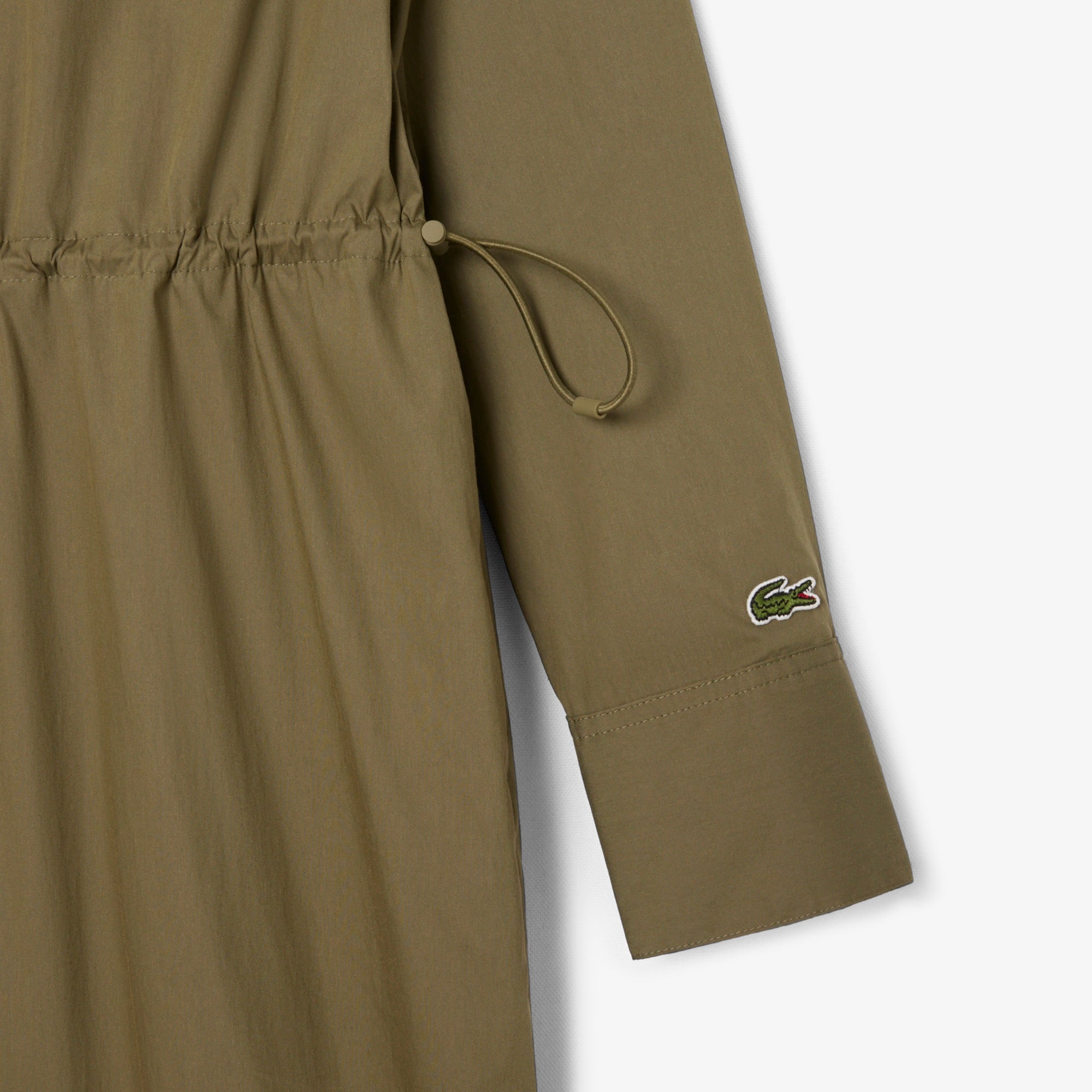 Kadın Oversize Fit Uzun Kollu Fermuarlı Haki Elbise