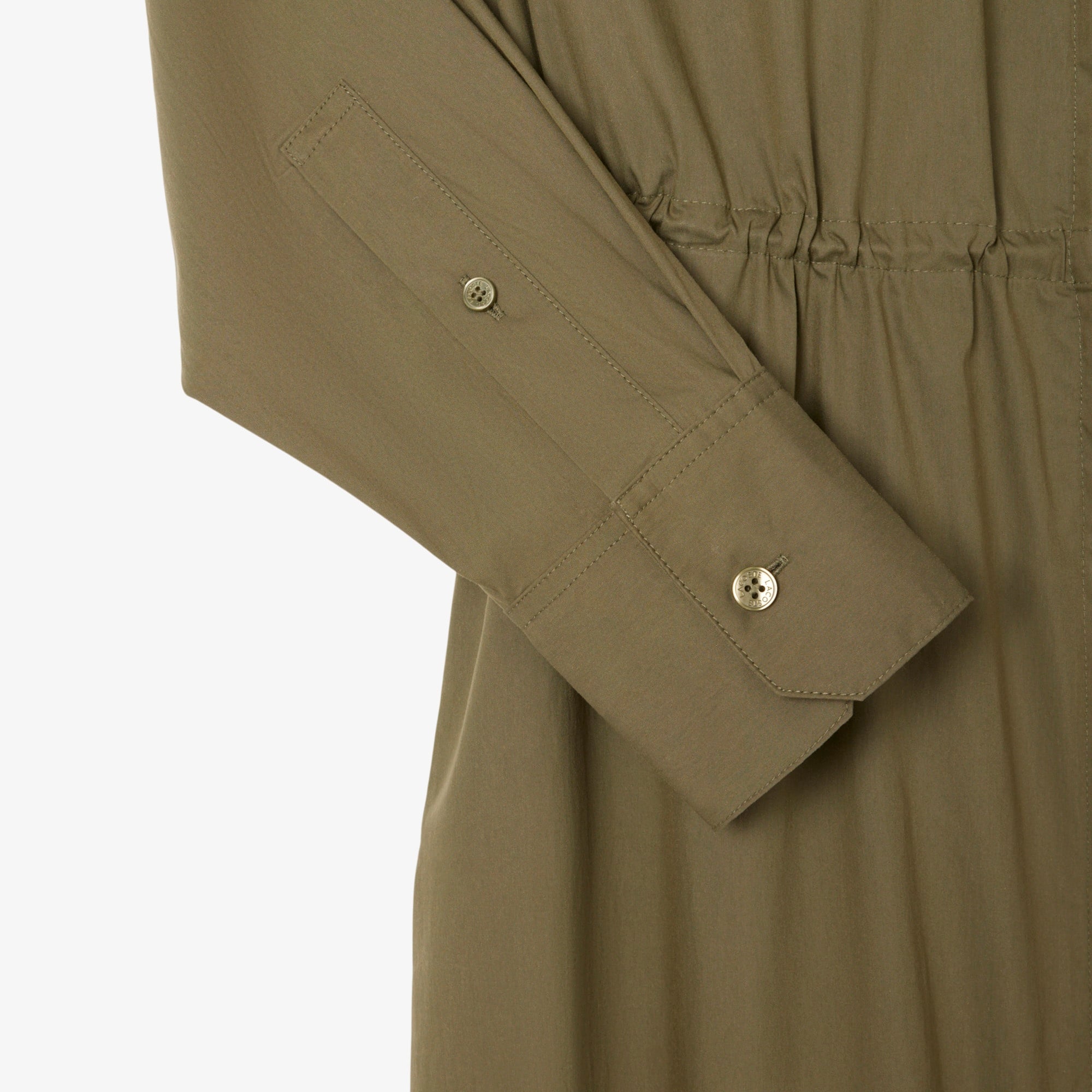 Kadın Oversize Fit Uzun Kollu Fermuarlı Haki Elbise