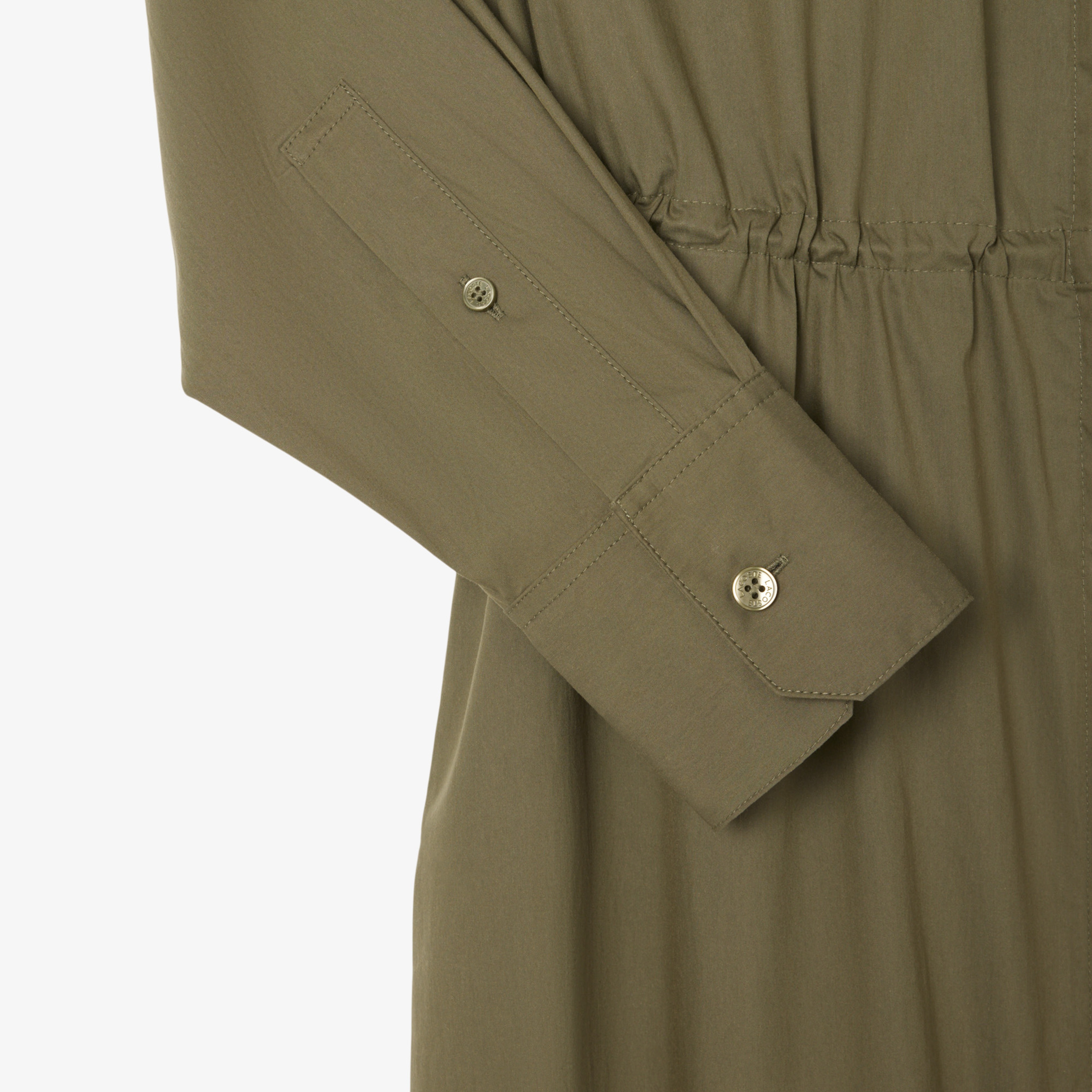 Kadın Oversize Fit Uzun Kollu Fermuarlı Haki Elbise