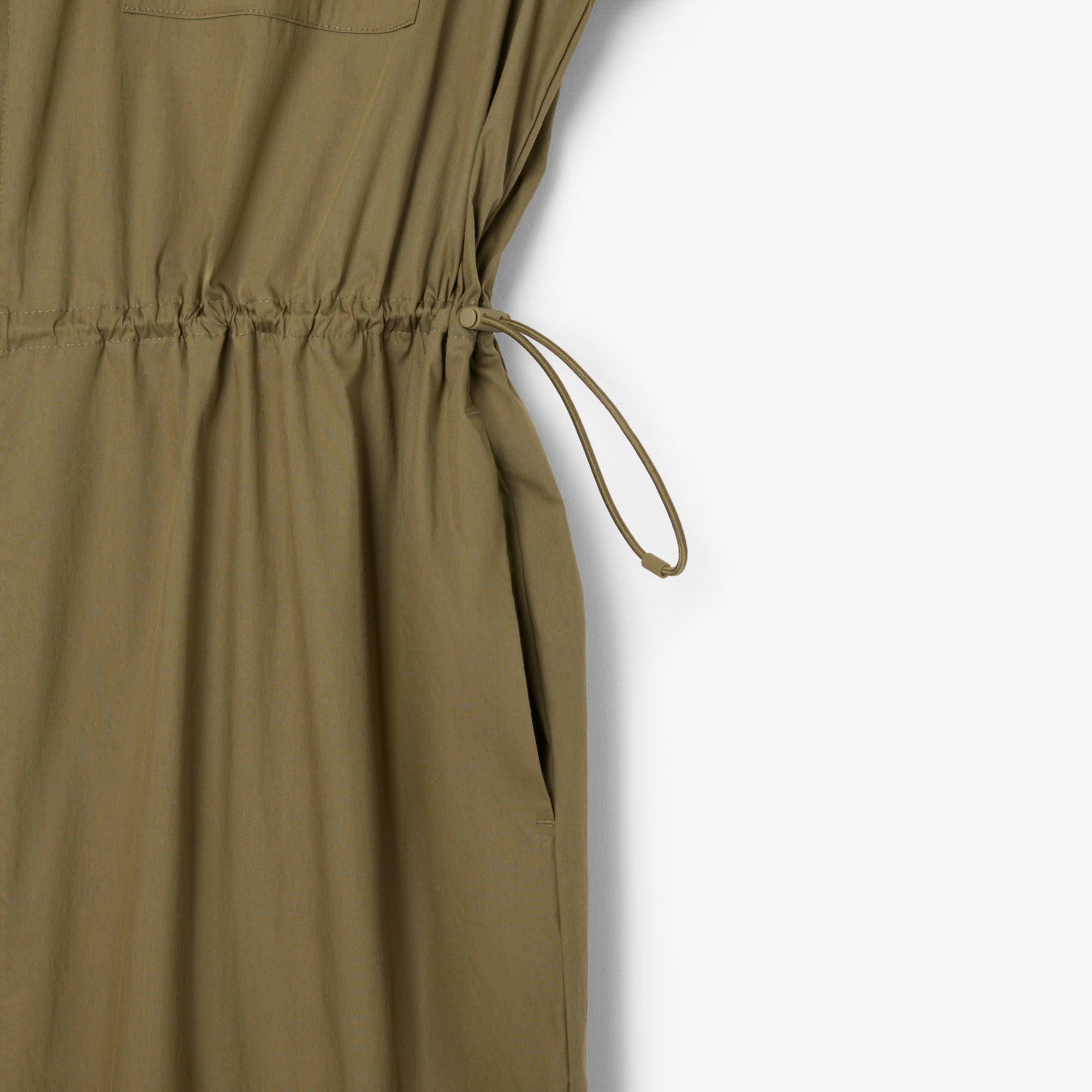 Kadın Oversize Fit Uzun Kollu Fermuarlı Haki Elbise