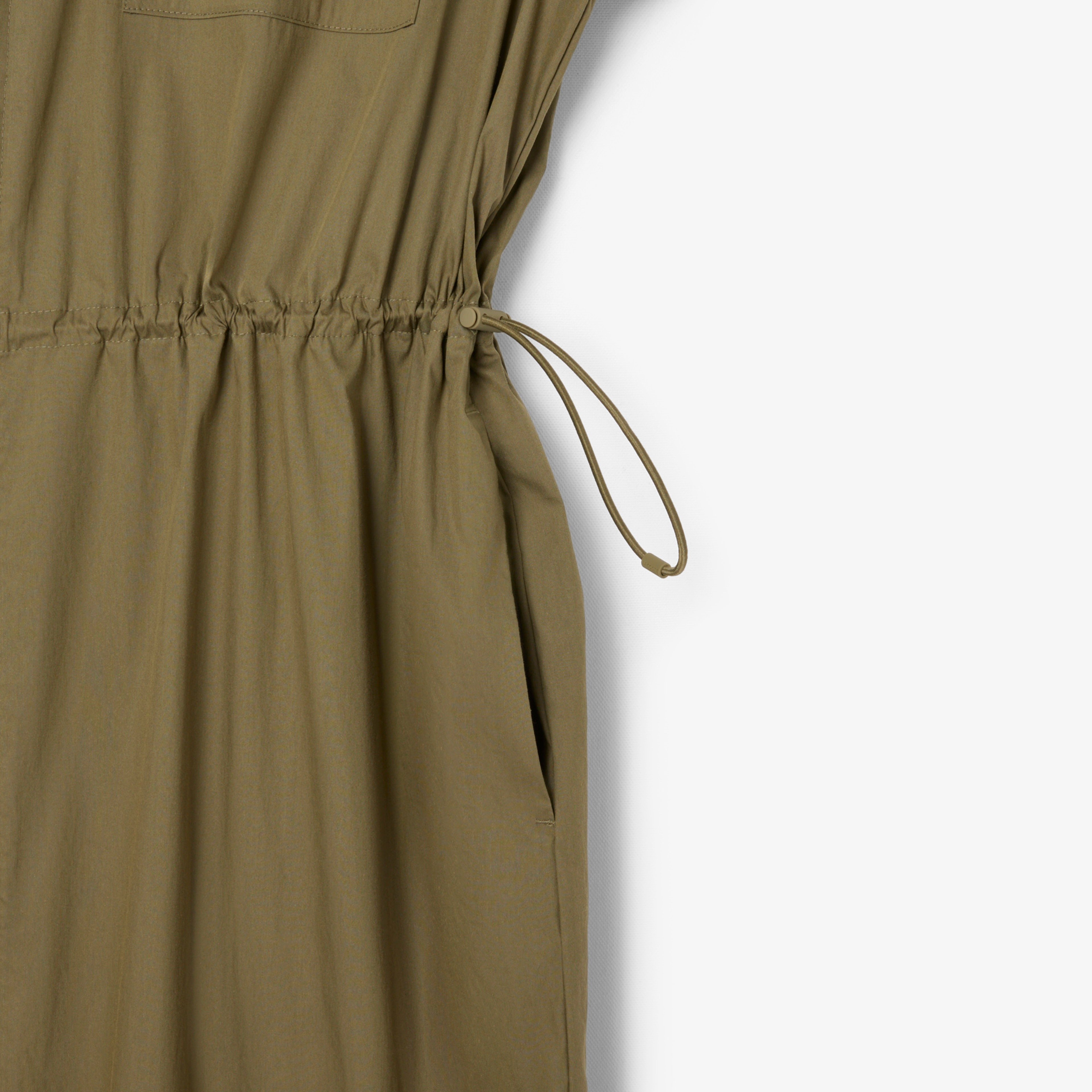 Kadın Oversize Fit Uzun Kollu Fermuarlı Haki Elbise