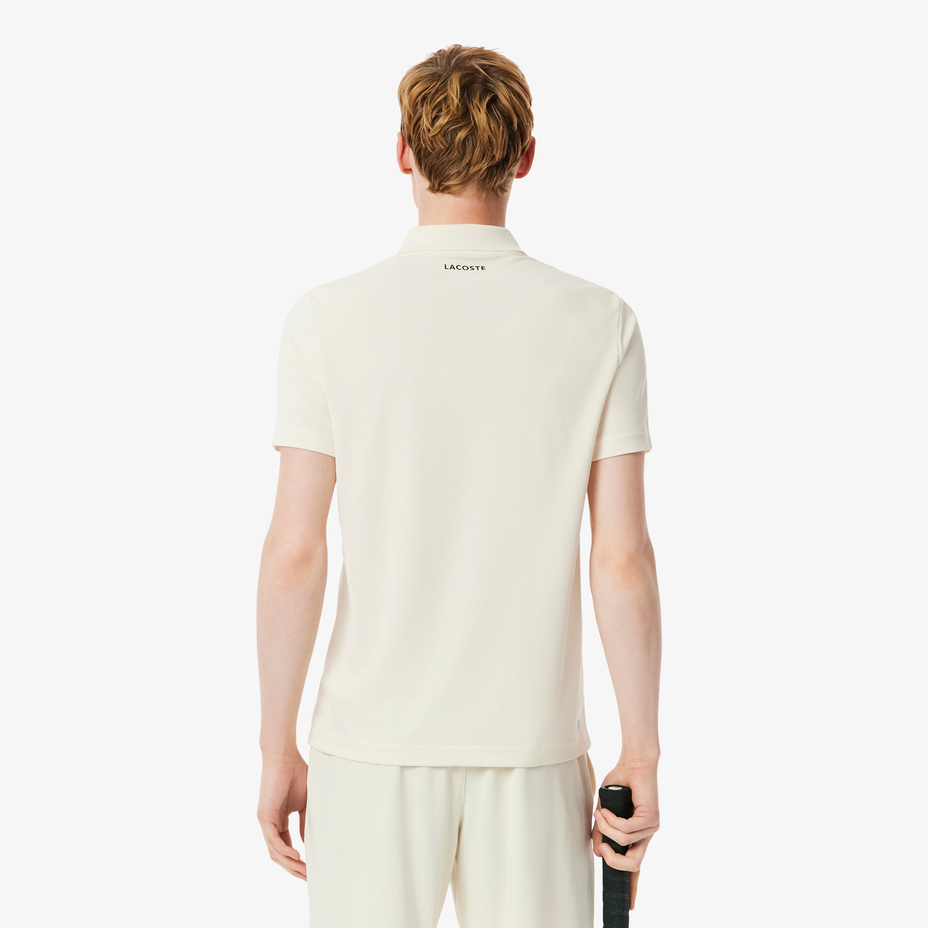 Erkek Slim Fit Baskılı Krem Polo