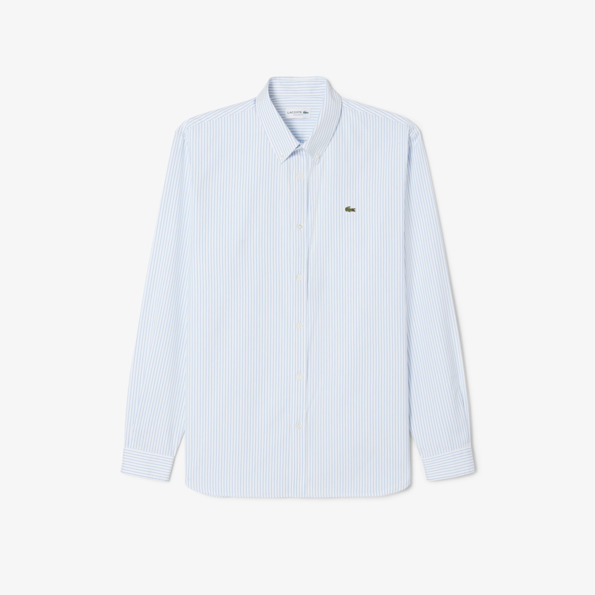 Erkek Regular Fit Çizgili Beyaz Gömlek