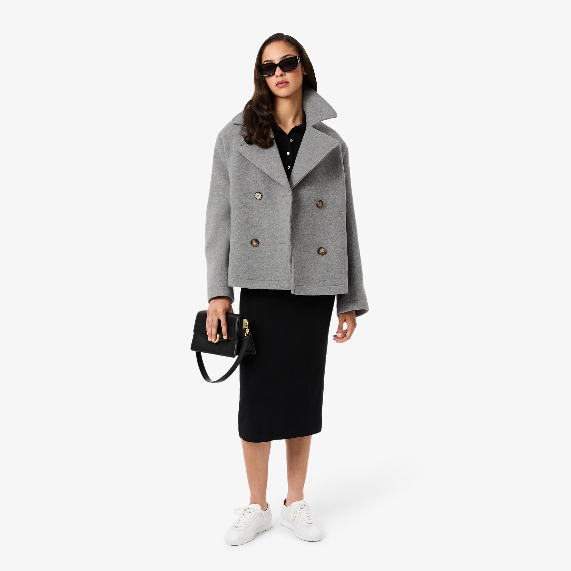 Kadın Oversize Fit Koyu Gri Kaban