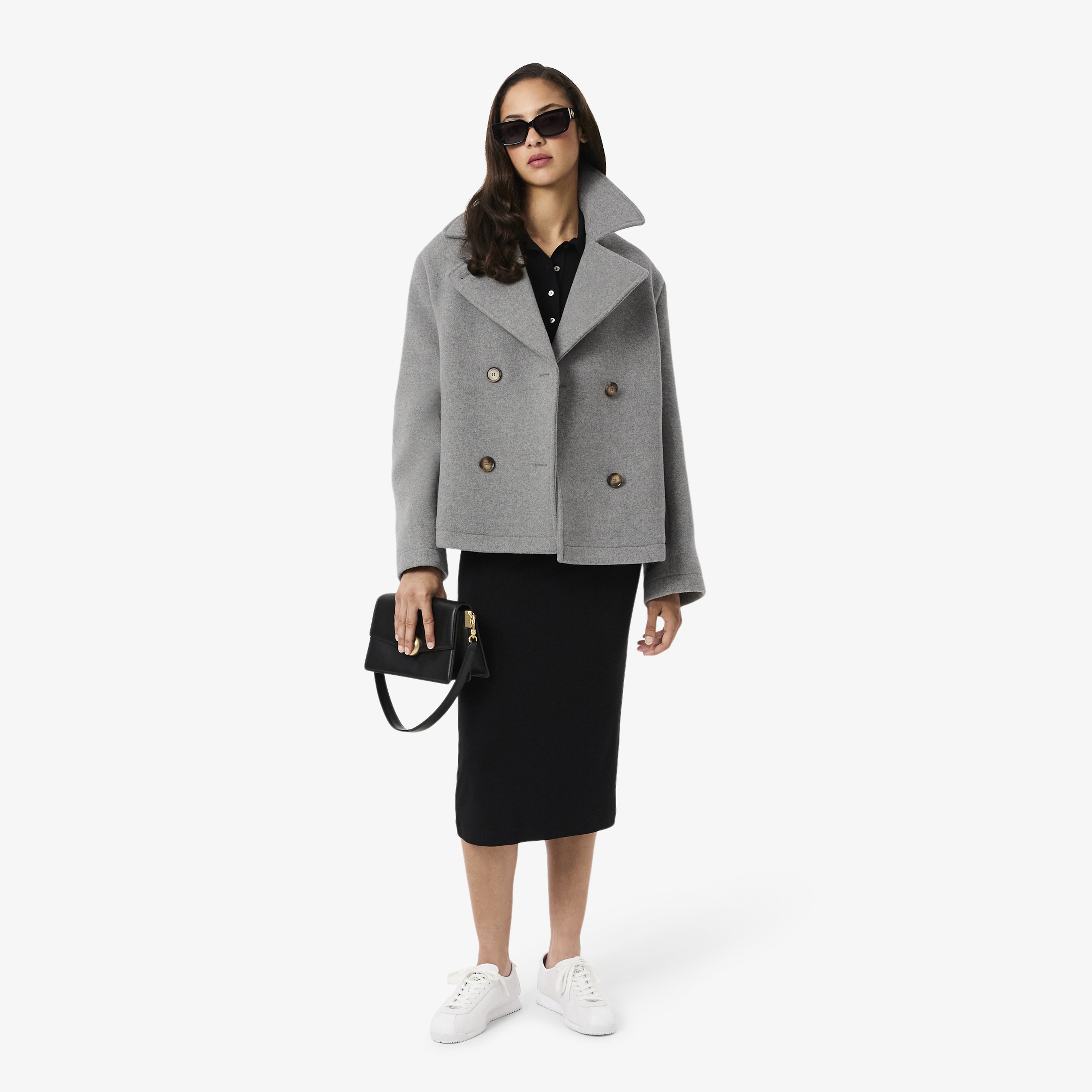 Kadın Oversize Fit Koyu Gri Kaban