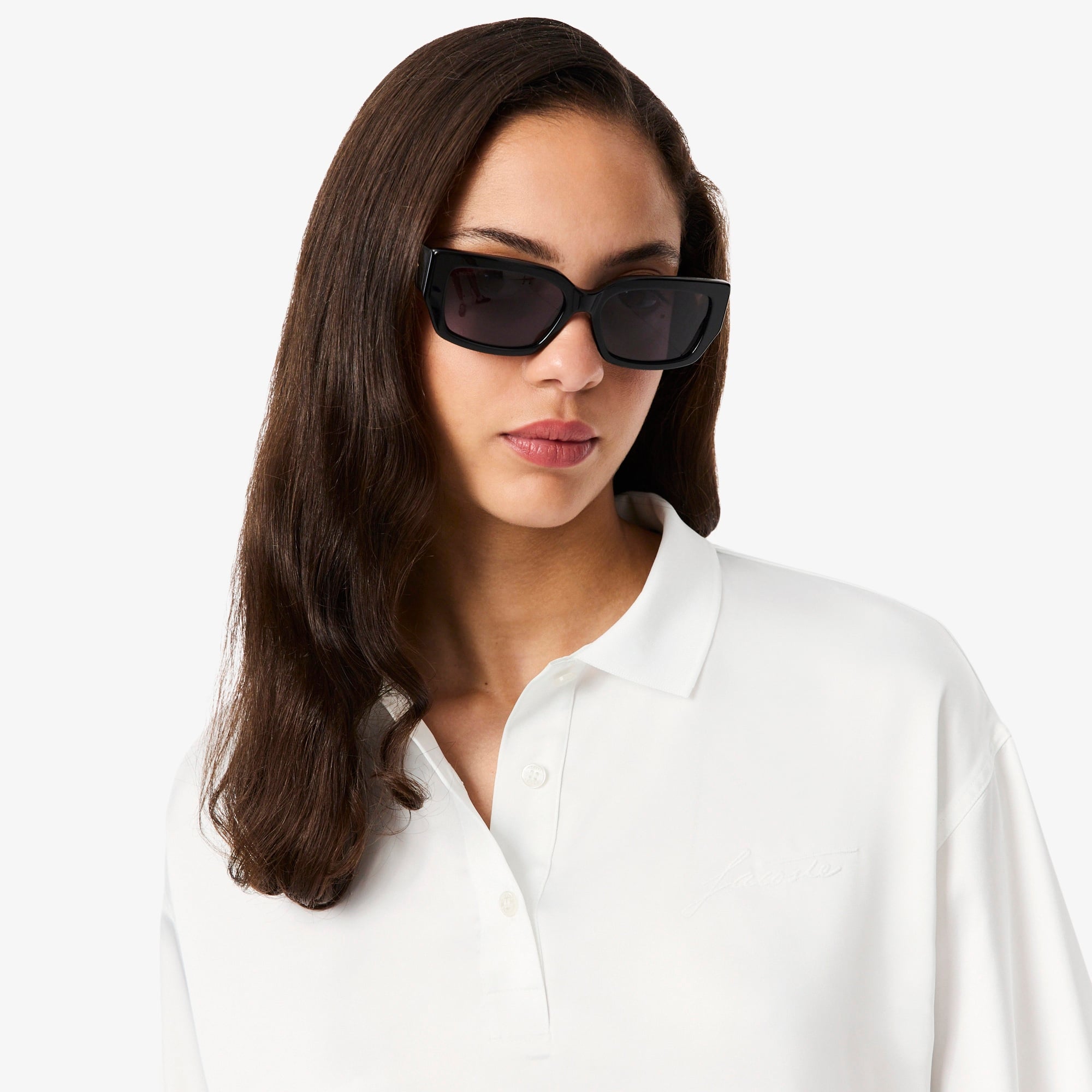 Kadın Oversize Fit Polo Yaka Beyaz Gömlek