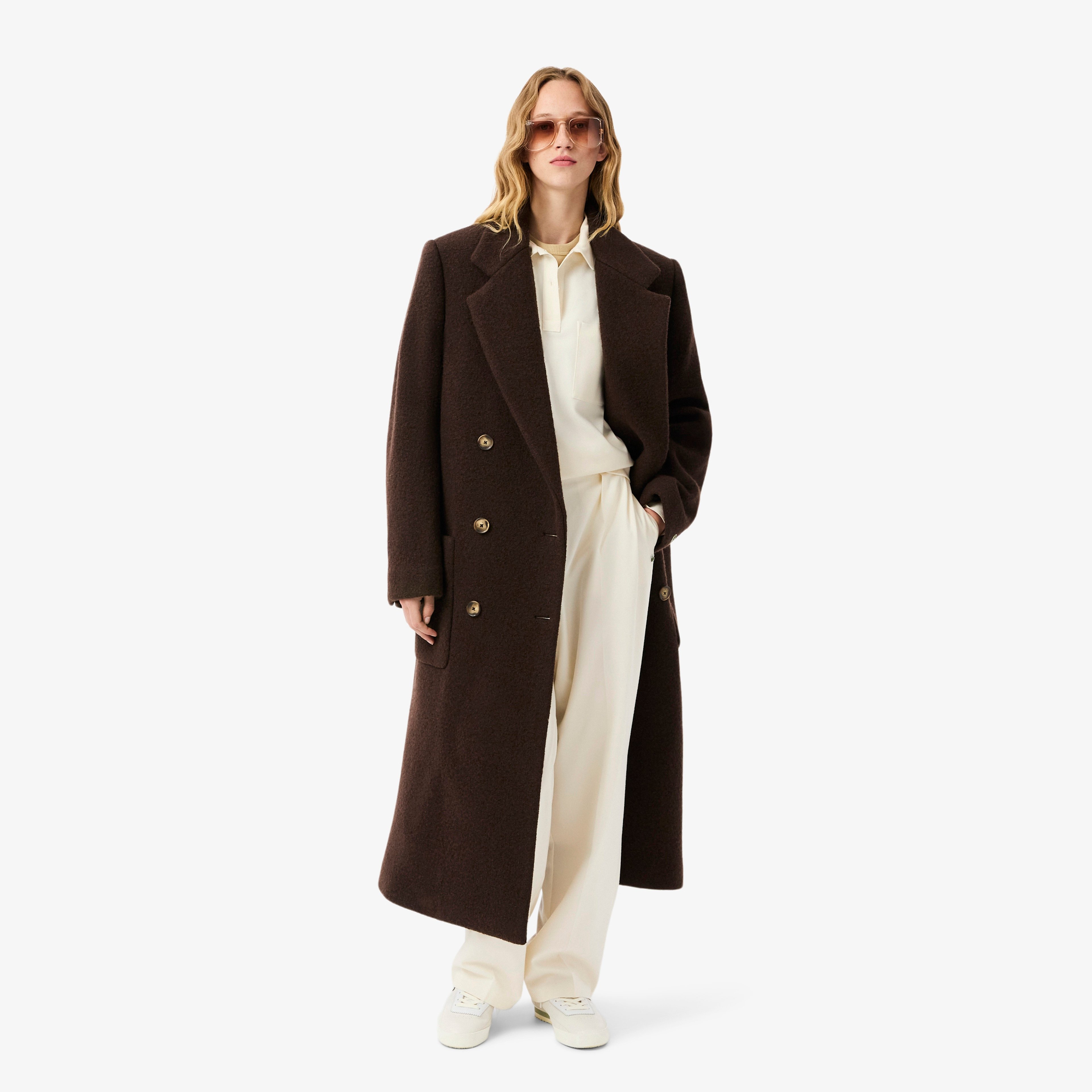 Kadın Oversize Fit Polo Yaka Krem Bluz