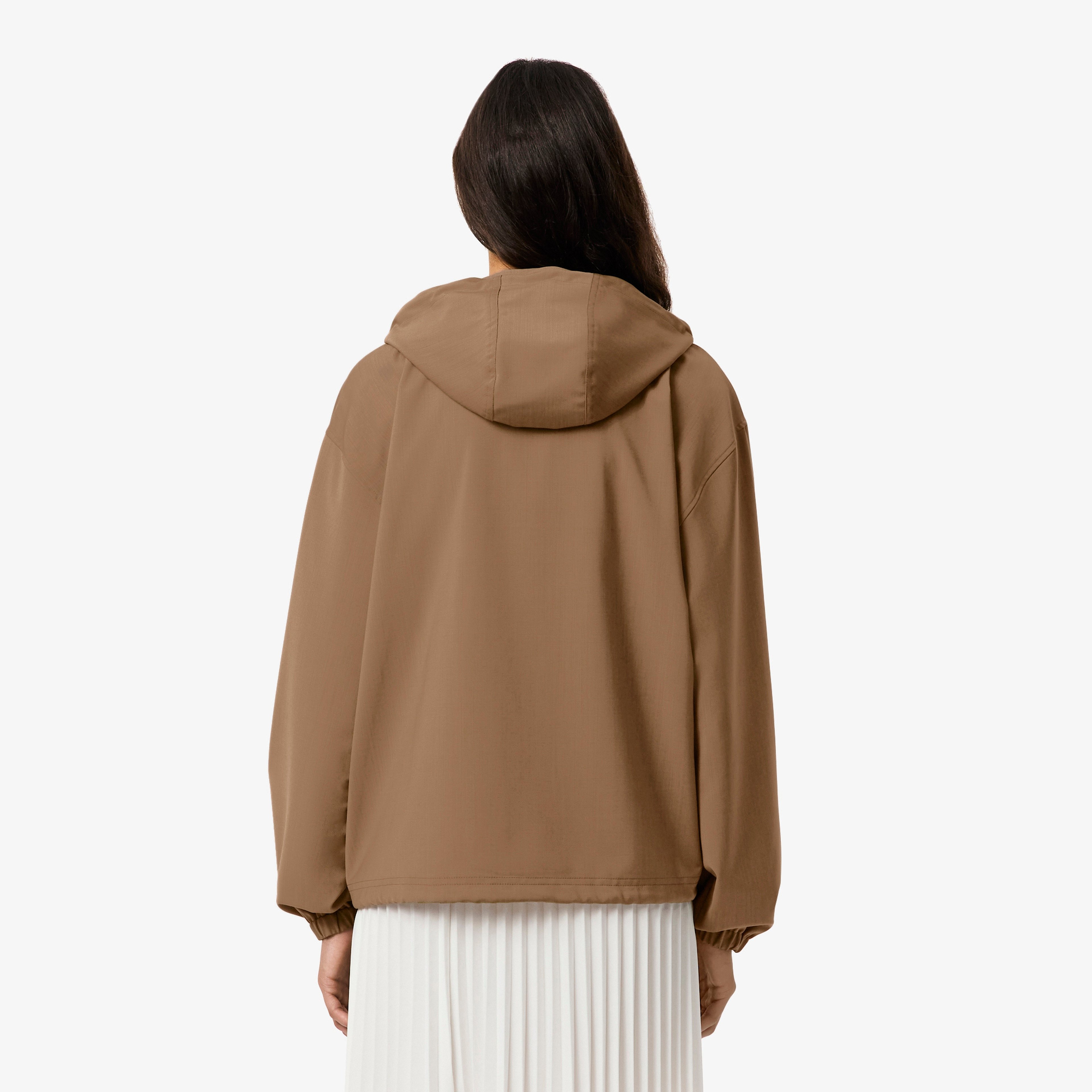 Kadın Oversize Fit Yarım Fermuarlı Kahverengi Ceket