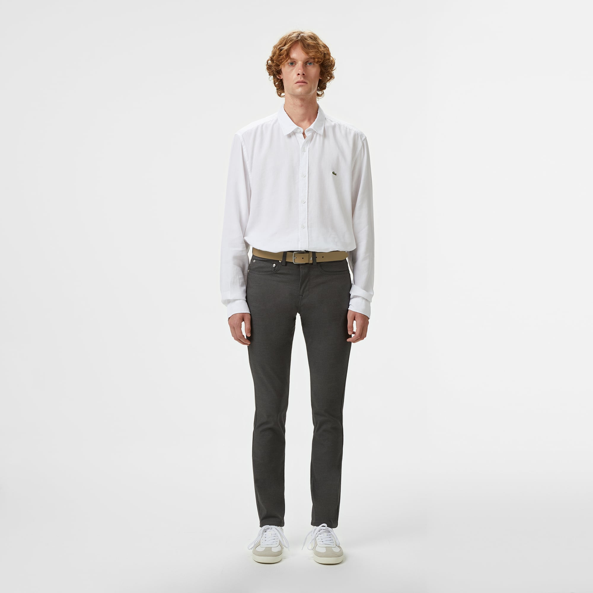 Lacoste Erkek Regular Fit Keten Beyaz Gömlek görsel 5