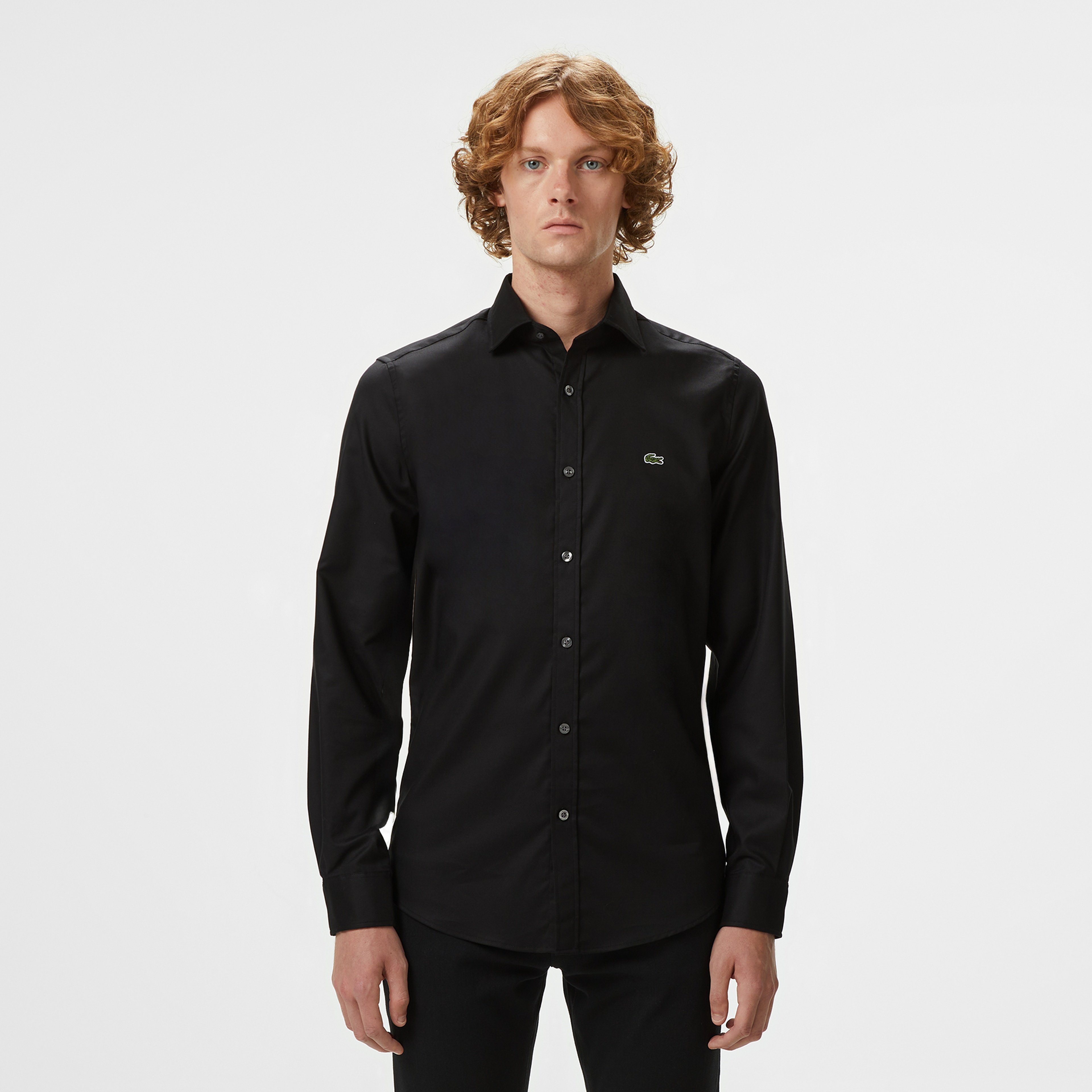 Erkek Slim Fit Siyah Gömlek