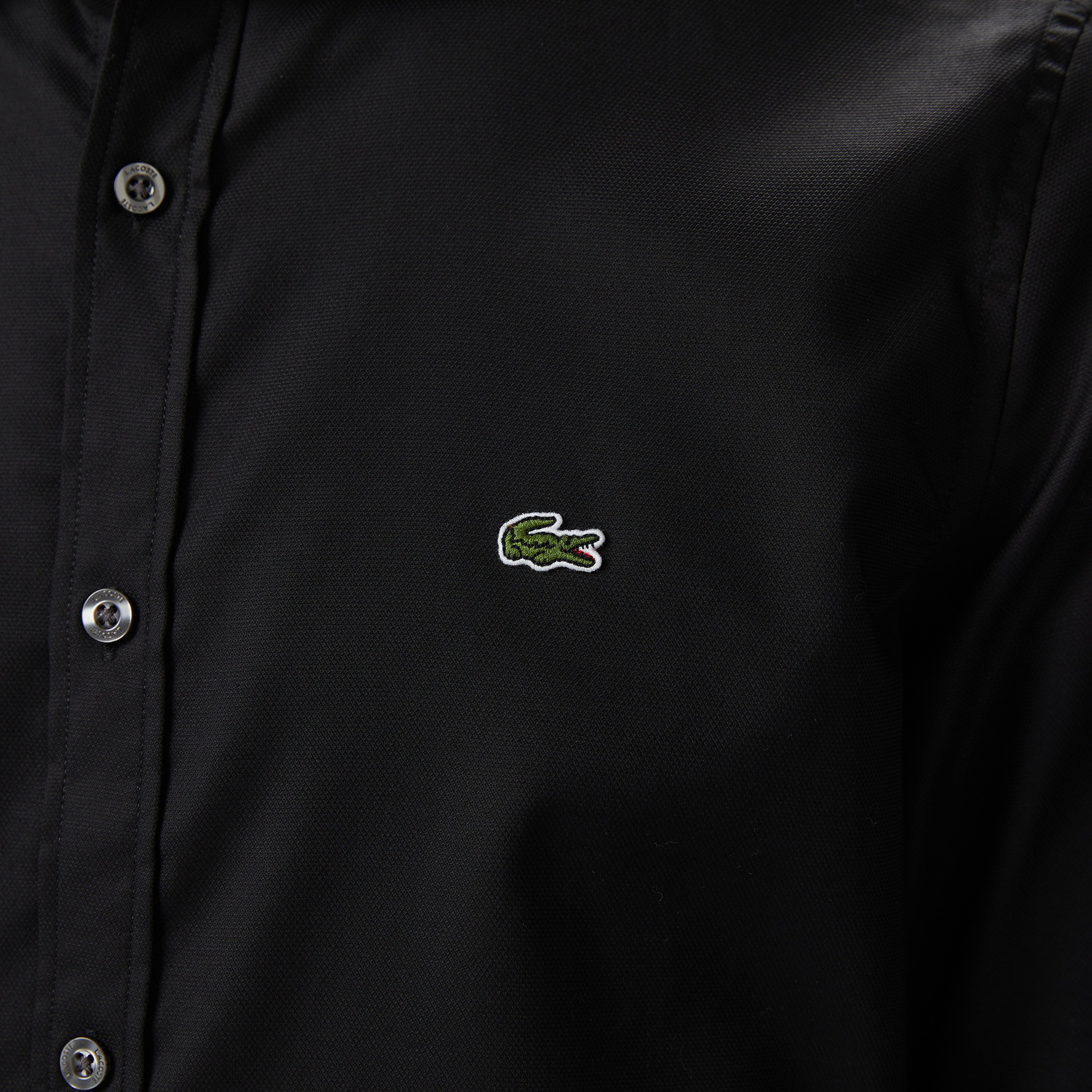 Erkek Slim Fit Siyah Gömlek