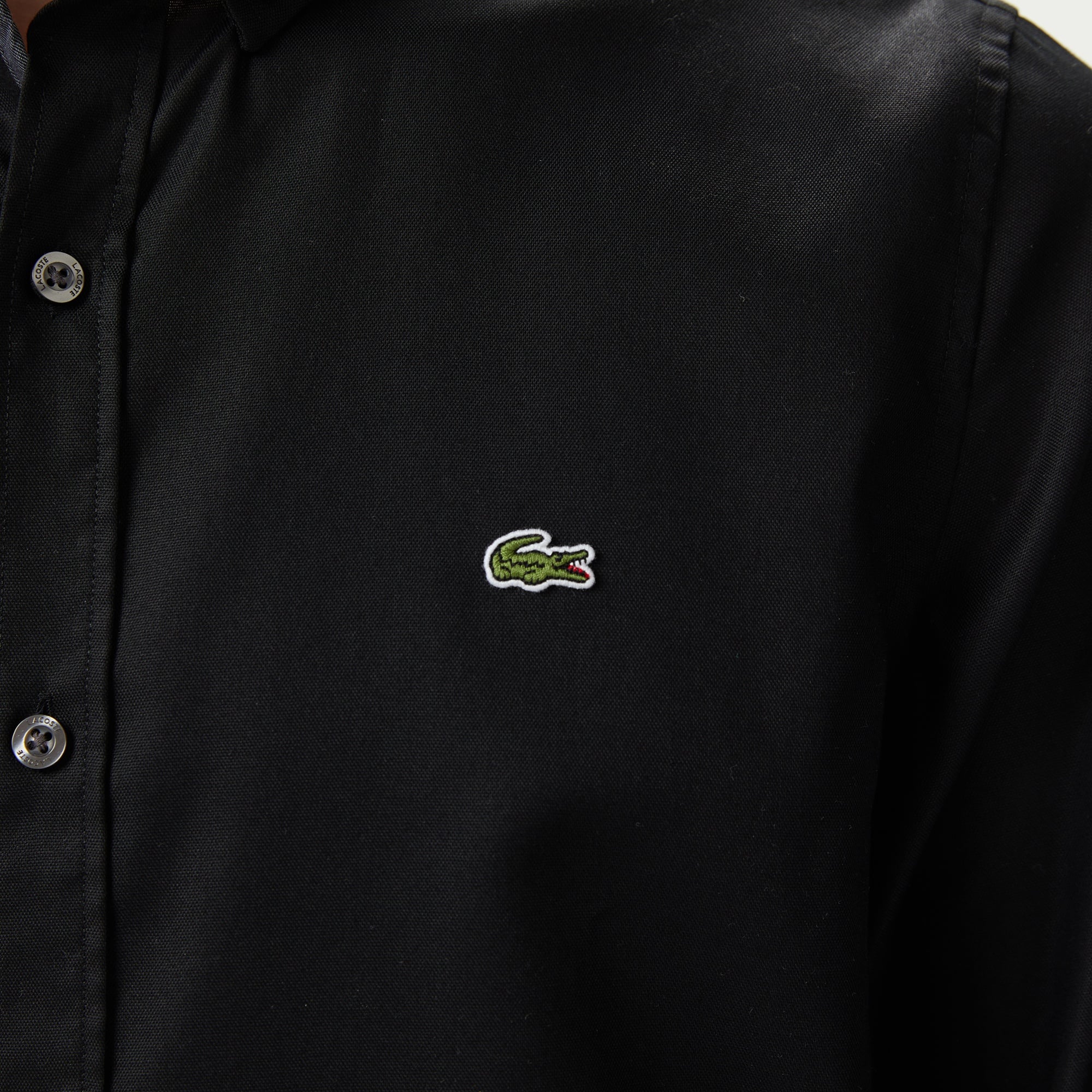 Erkek Slim Fit Düğmeli Yaka Siyah Gömlek