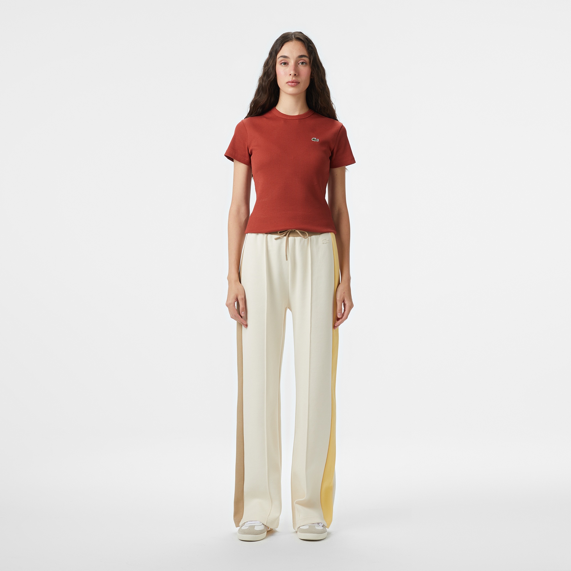 Lacoste Kadın Slim Fit Bisiklet Yaka Kırmızı T-Shirt