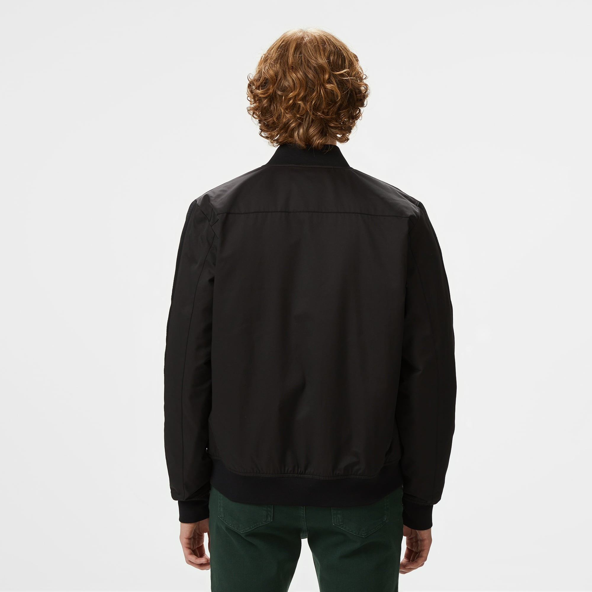 Erkek Dik Yaka Siyah Bomber Ceket