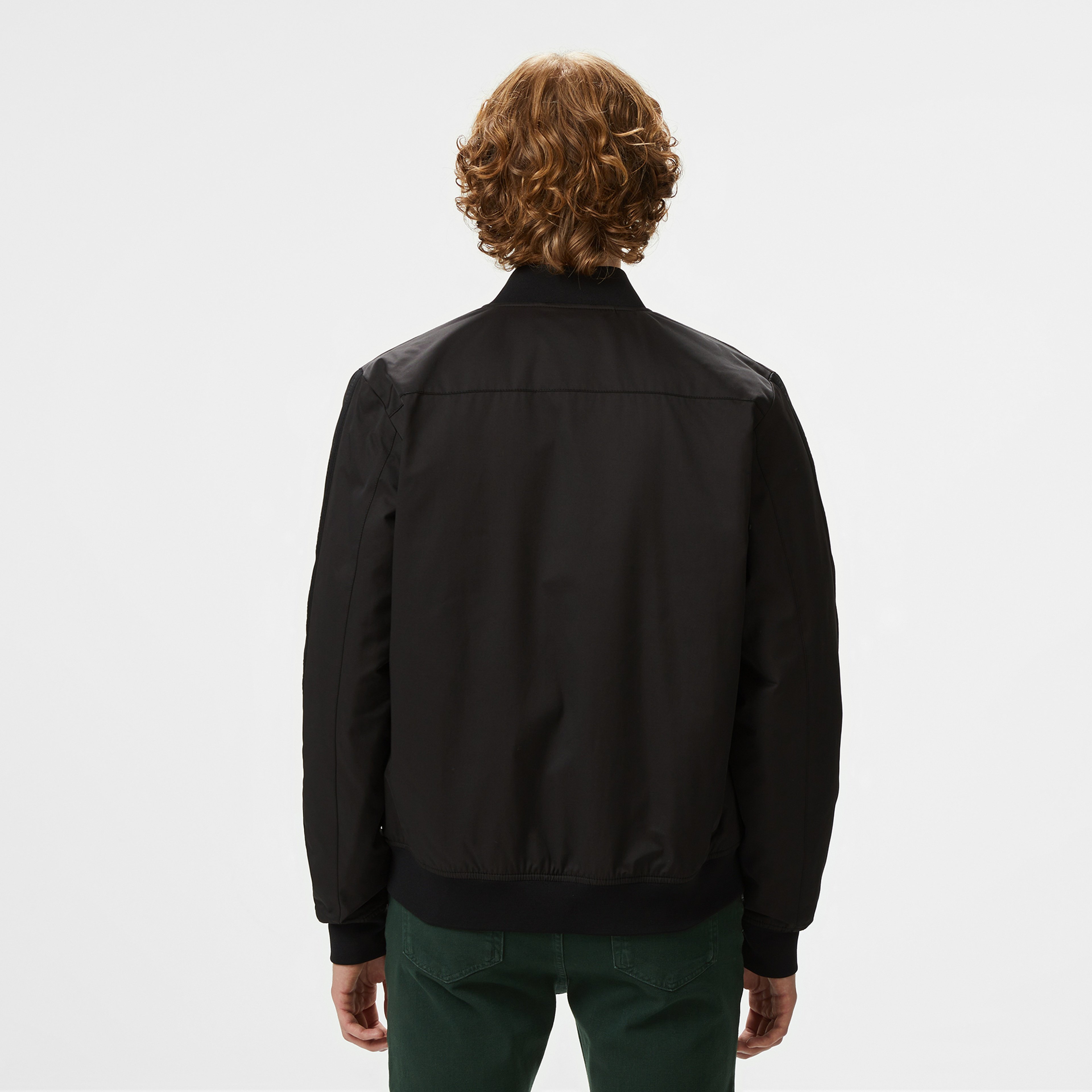 Erkek Dik Yaka Siyah Bomber Ceket