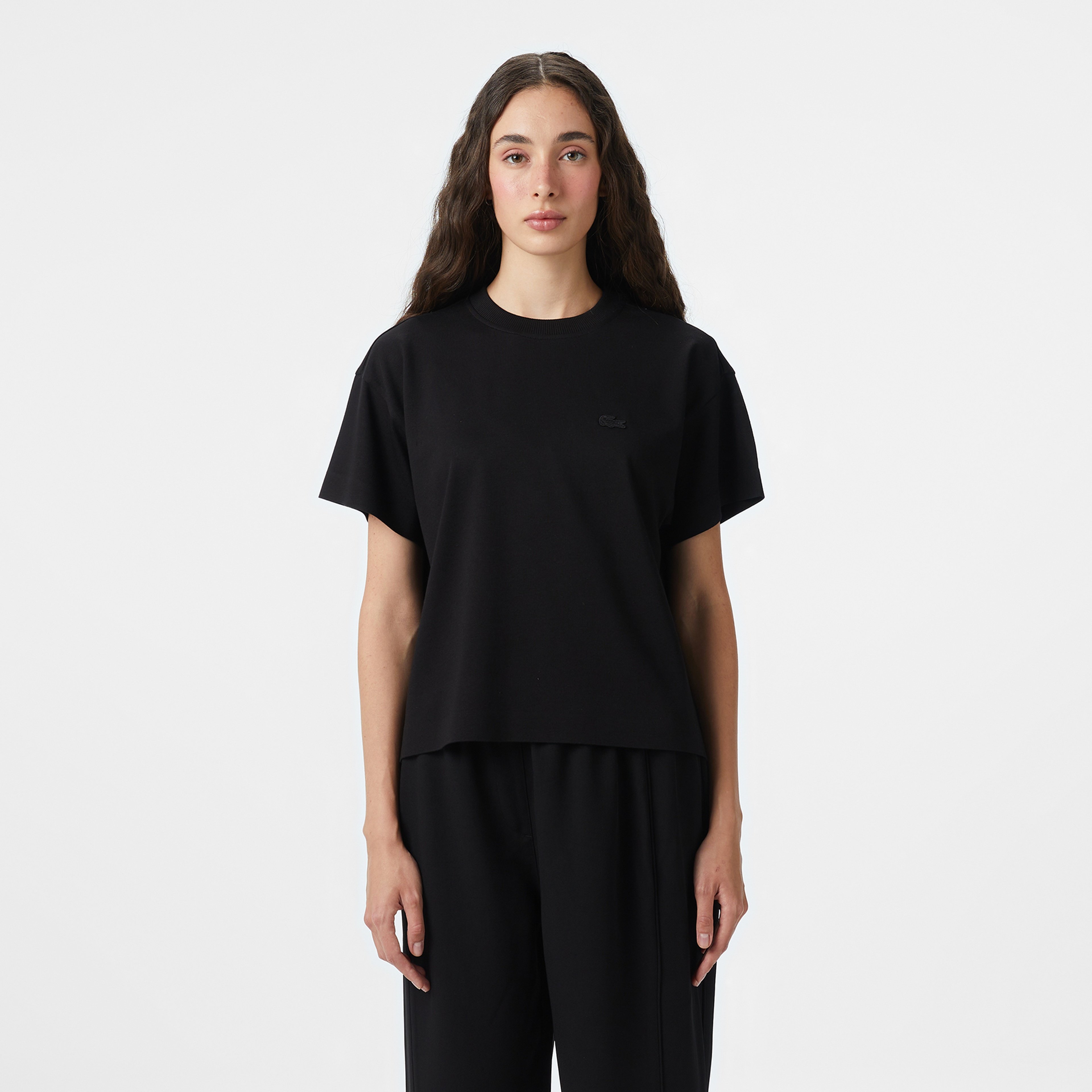 Kadın Loose Fit Bisiklet Yaka Siyah T-Shirt