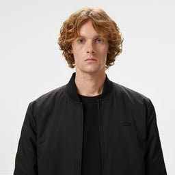 Erkek Dik Yaka Siyah Bomber Ceket Siyah