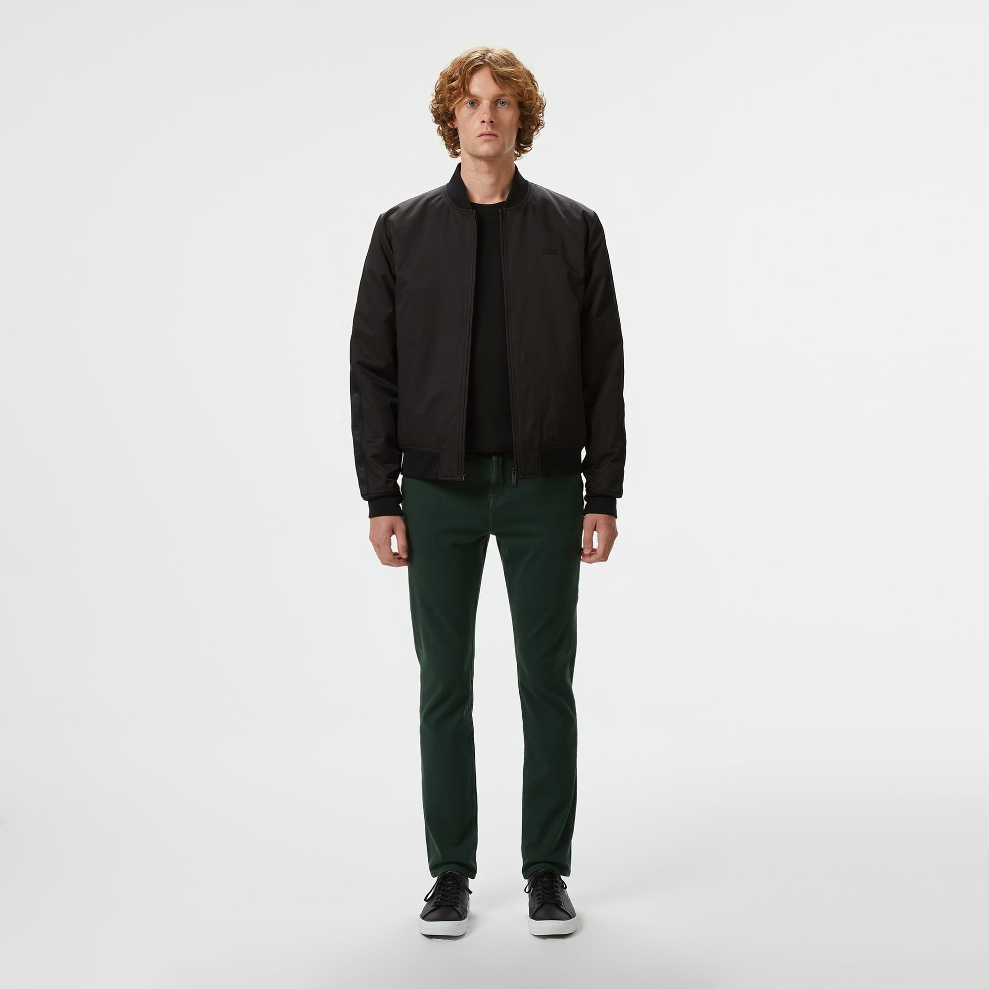 Erkek Dik Yaka Siyah Bomber Ceket