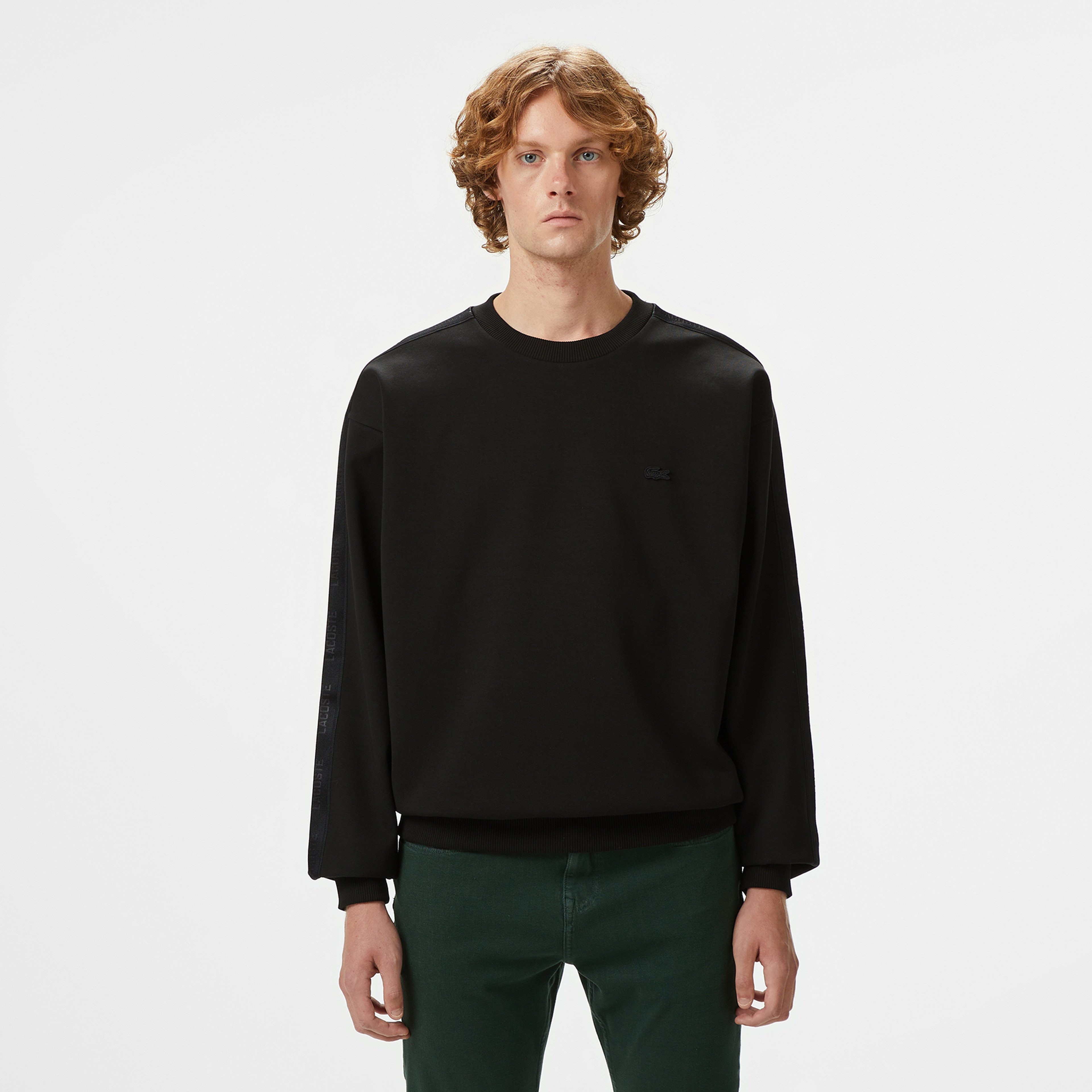 Erkek Relaxed Fit Bisiklet Yaka Siyah Sweatshirt