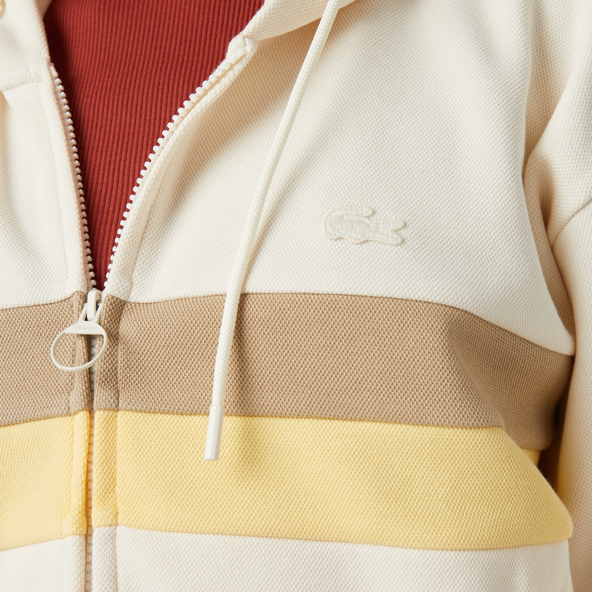 Kadın Relaxed Fit Kapüşonlu Renk Bloklu Krem Sweatshirt