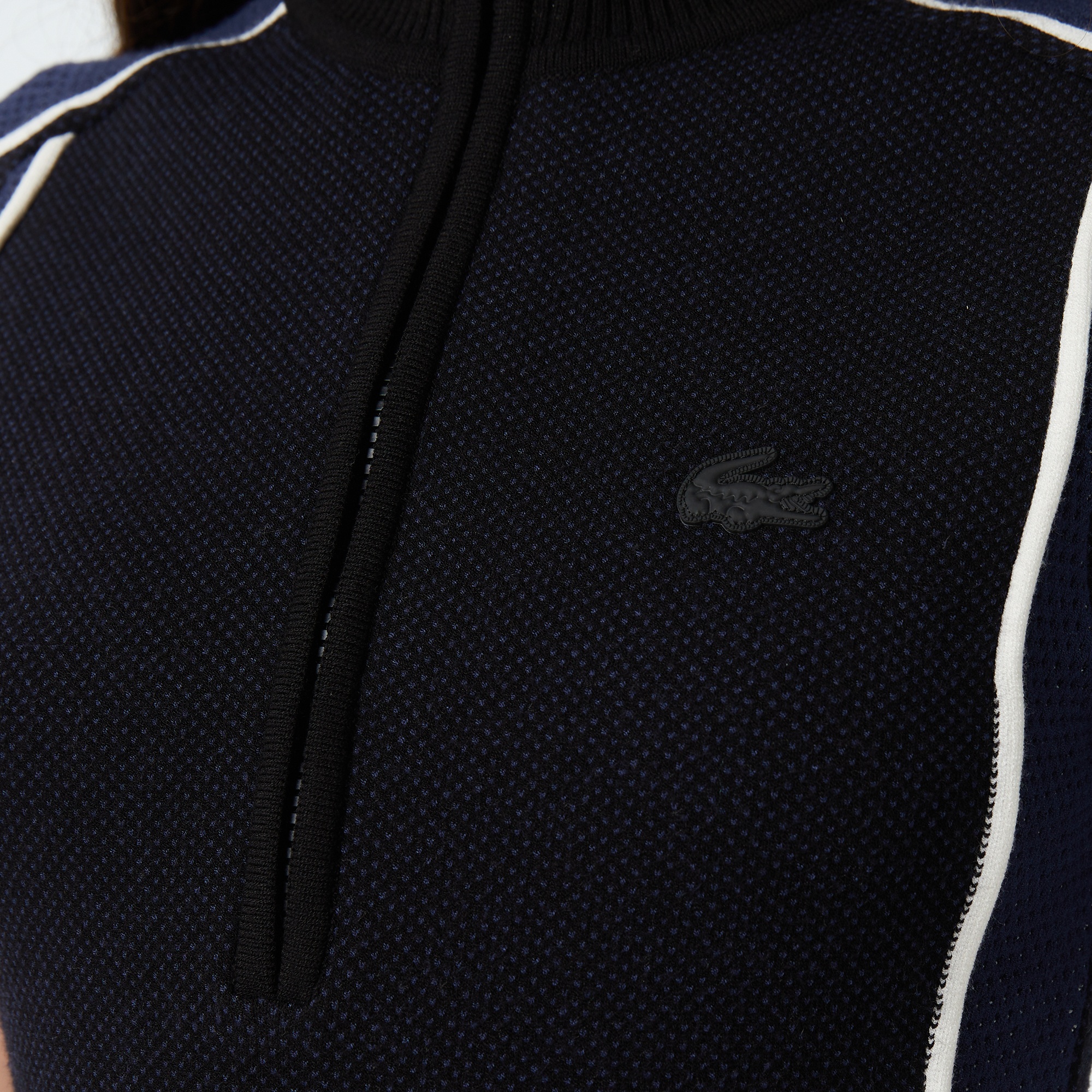 Kadın Classic Fit Kısa Kollu Yarım Fermuarlı Renk Bloklu Siyah Elbise