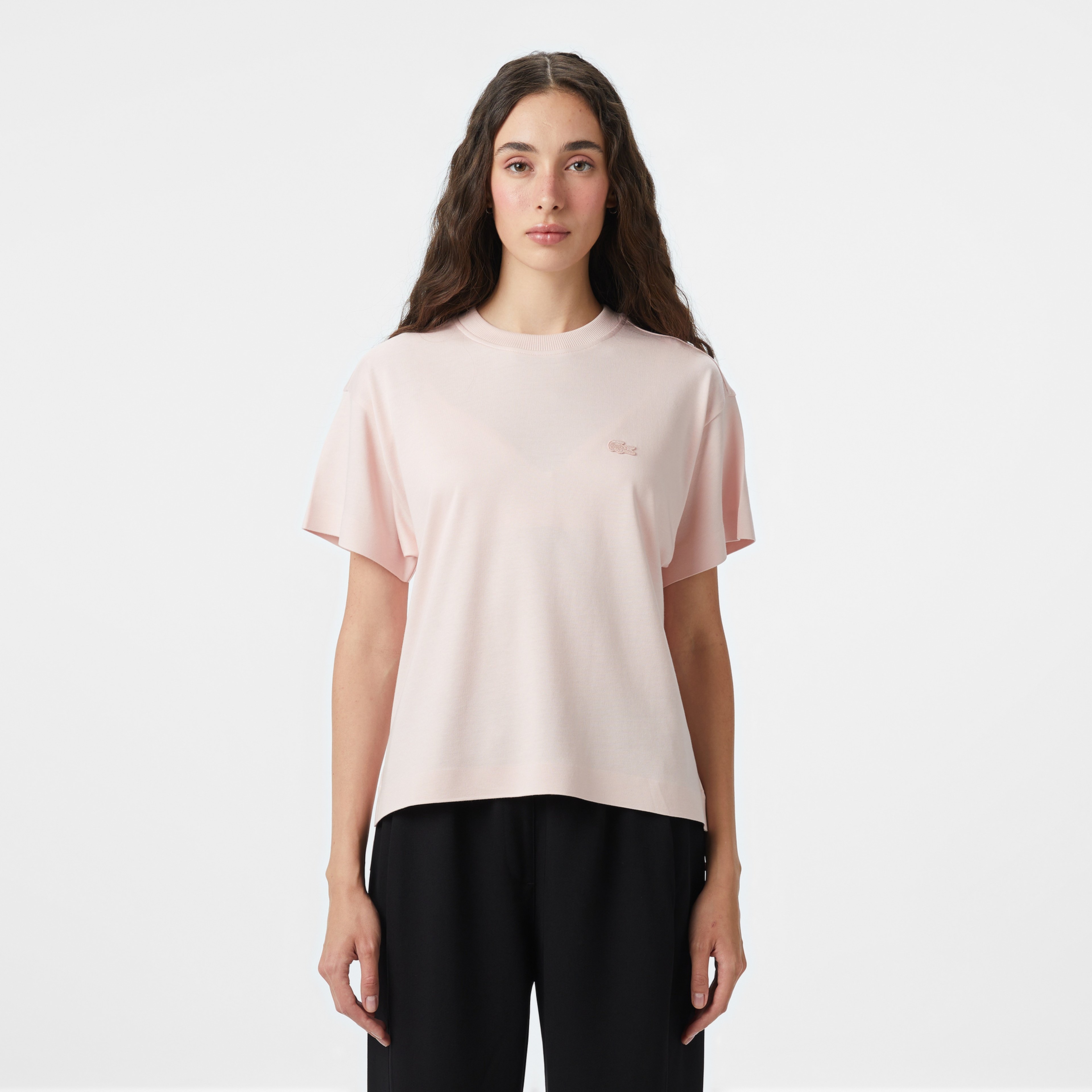 Kadın Loose Fit Bisiklet Yaka Pembe T-Shirt