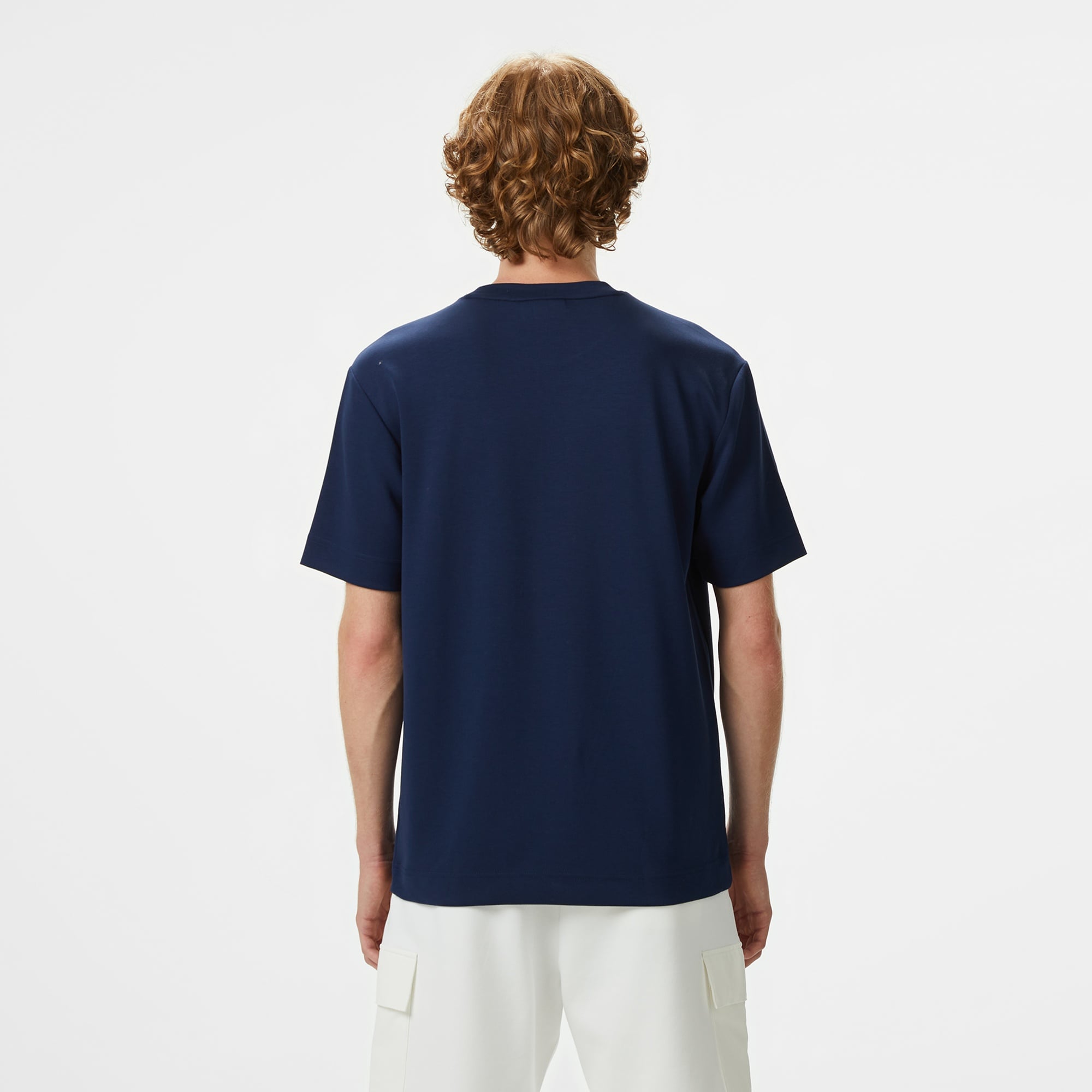 Erkek Oversize Fit Bisiklet Yaka Lacivert T-Shirt