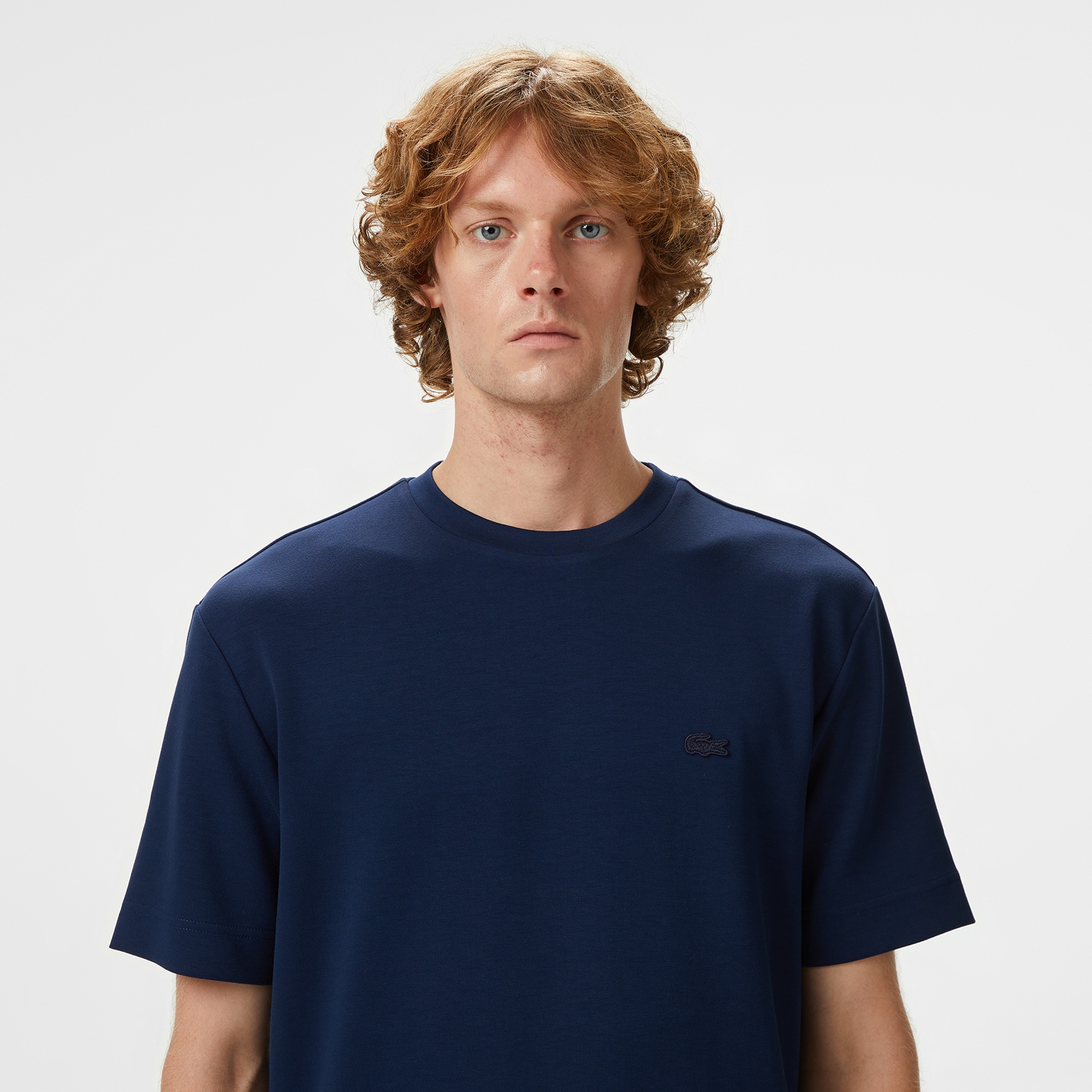 Erkek Oversize Fit Bisiklet Yaka Lacivert T-Shirt