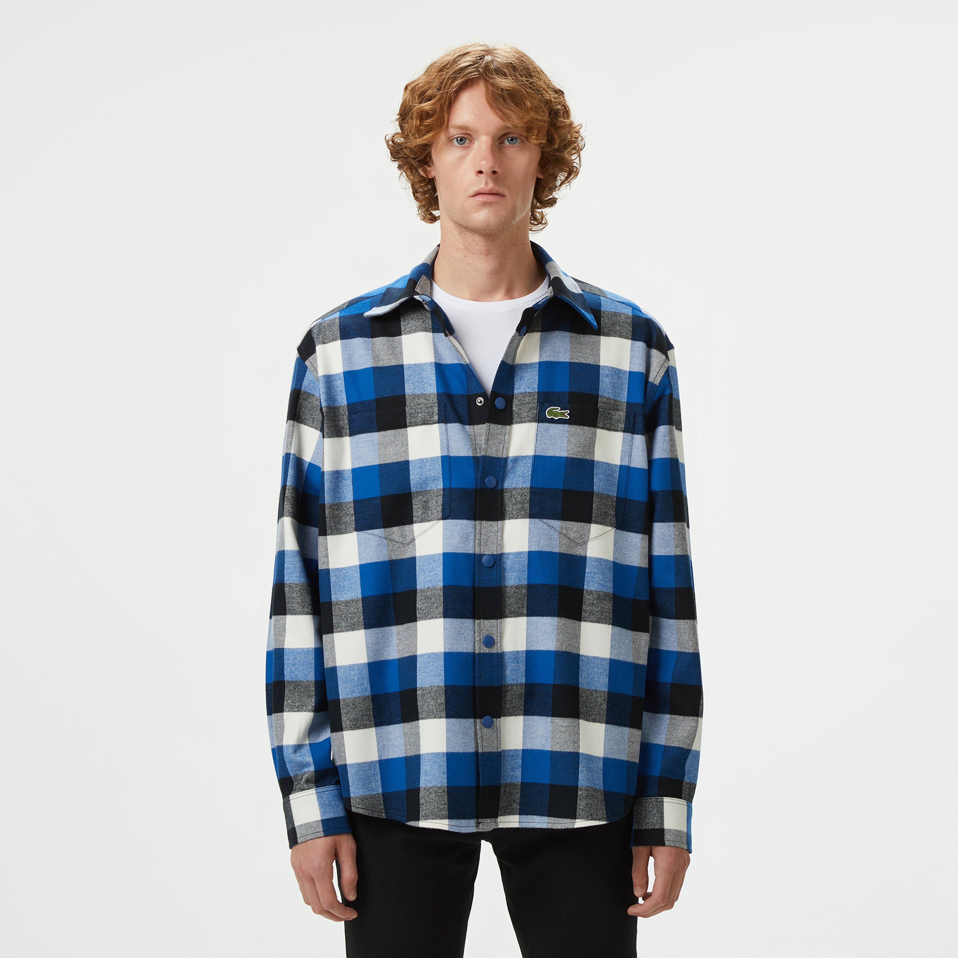 Erkek Relaxed Fit Kareli Lacivert Gömlek Erkek Relaxed Fit Kareli Lacivert Gömlek