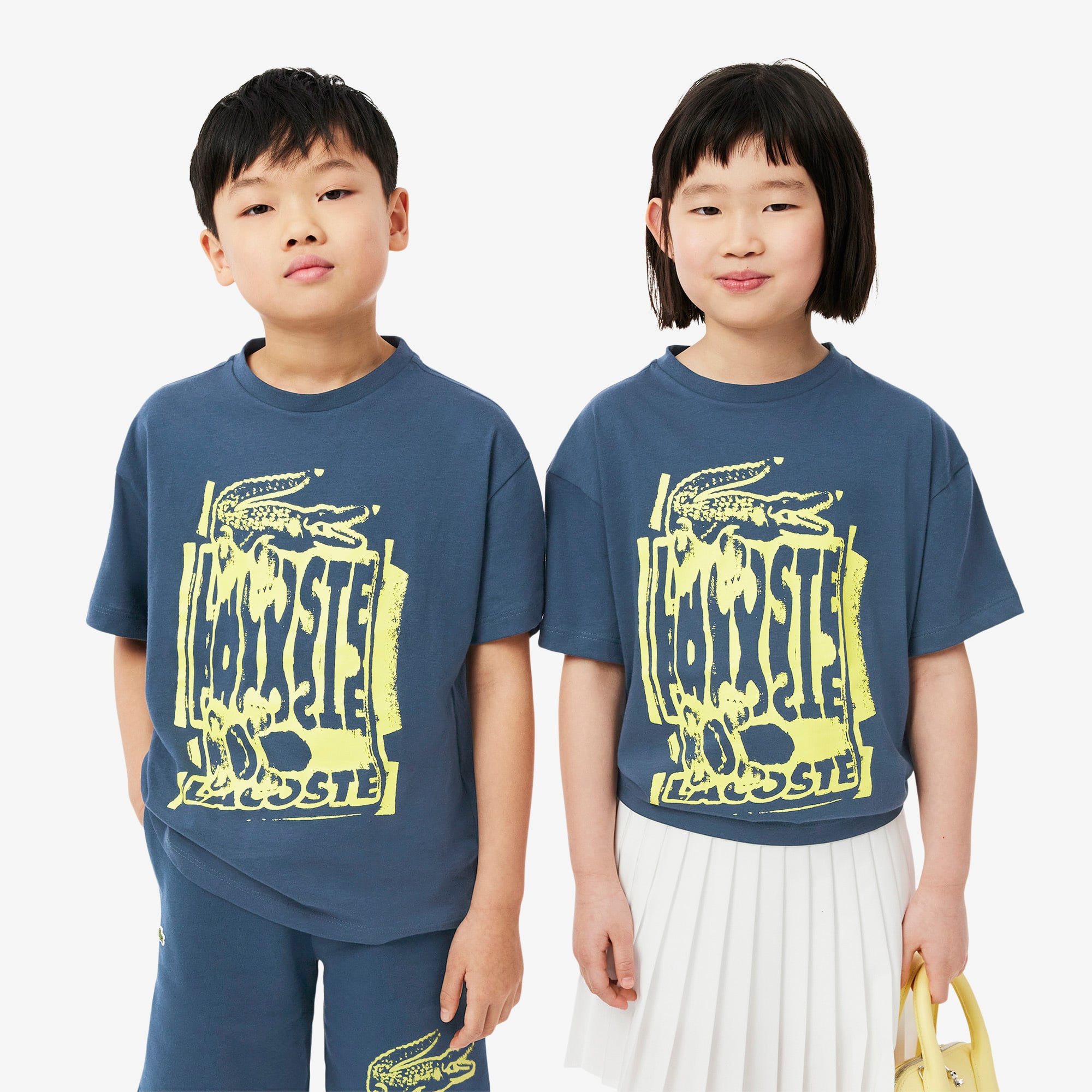 Lacoste Çocuk Bisiklet Yaka Baskılı Lacivert T-Shirt
