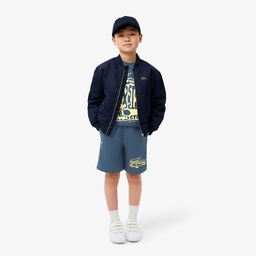 Çocuk Bisiklet Yaka Baskılı Lacivert T-Shirt Lacivert