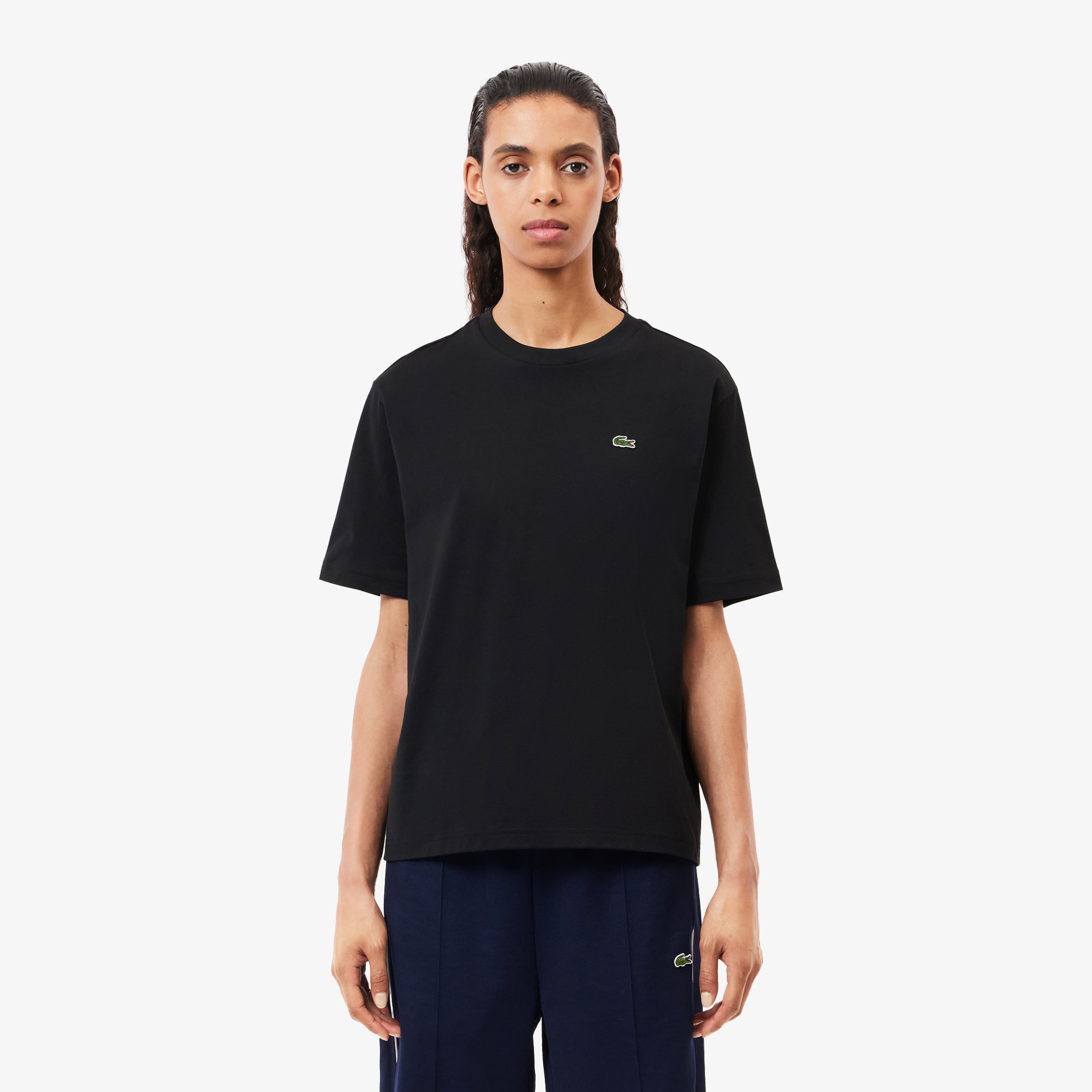 Kadın Relaxed Fit Bisiklet Yaka Siyah T-Shirt