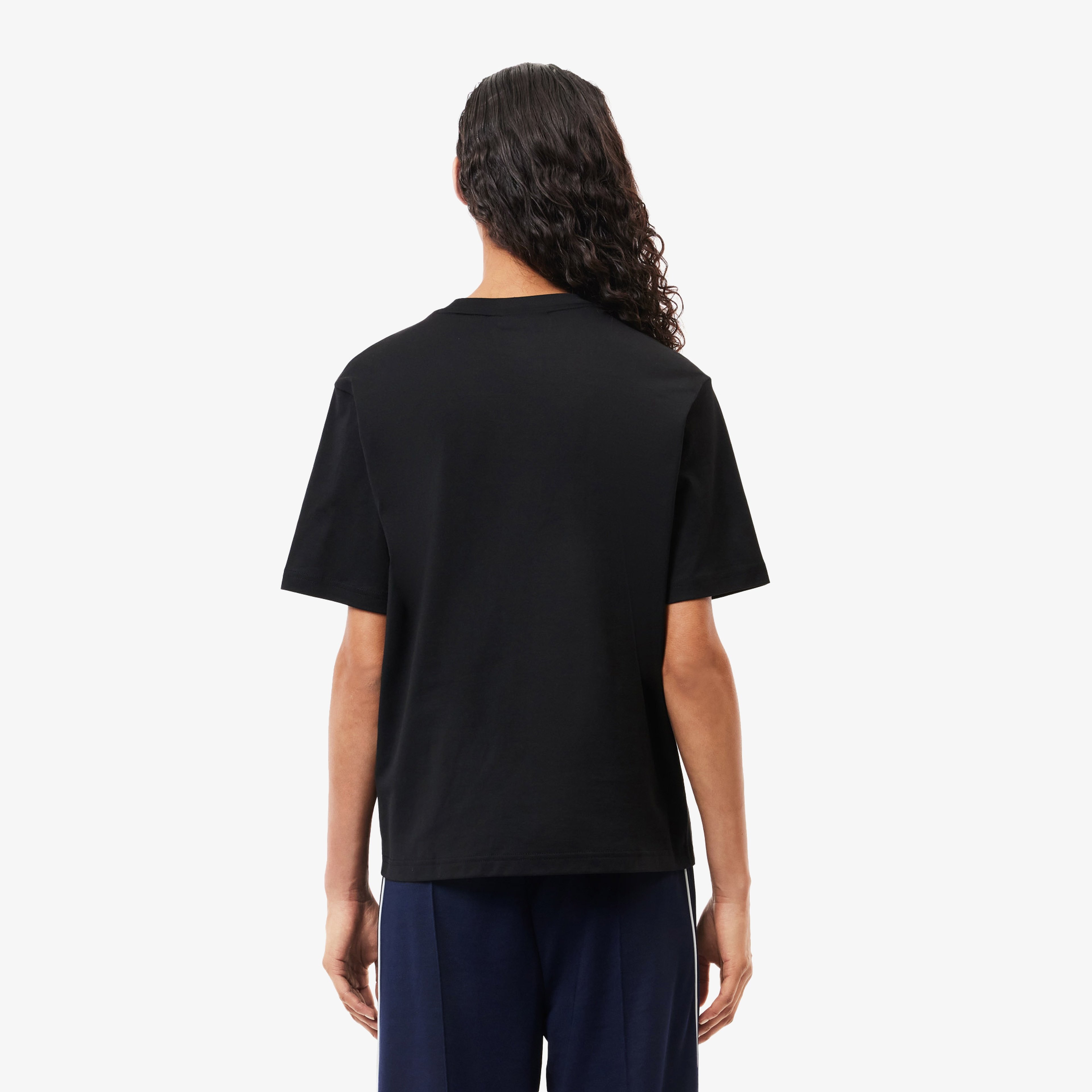 Kadın Relaxed Fit Bisiklet Yaka Siyah T-Shirt