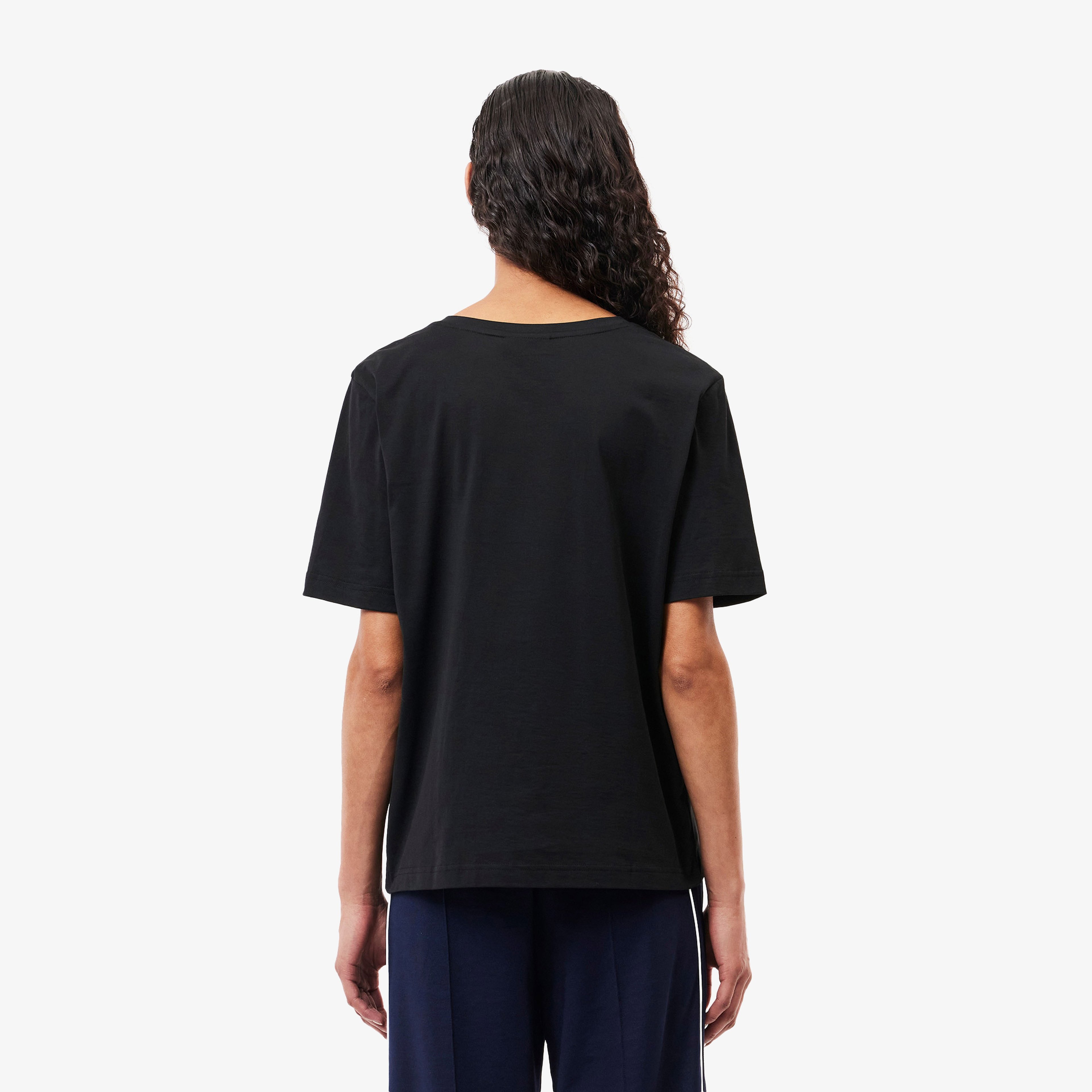 Kadın Relaxed Fit V Yaka Siyah T-Shirt