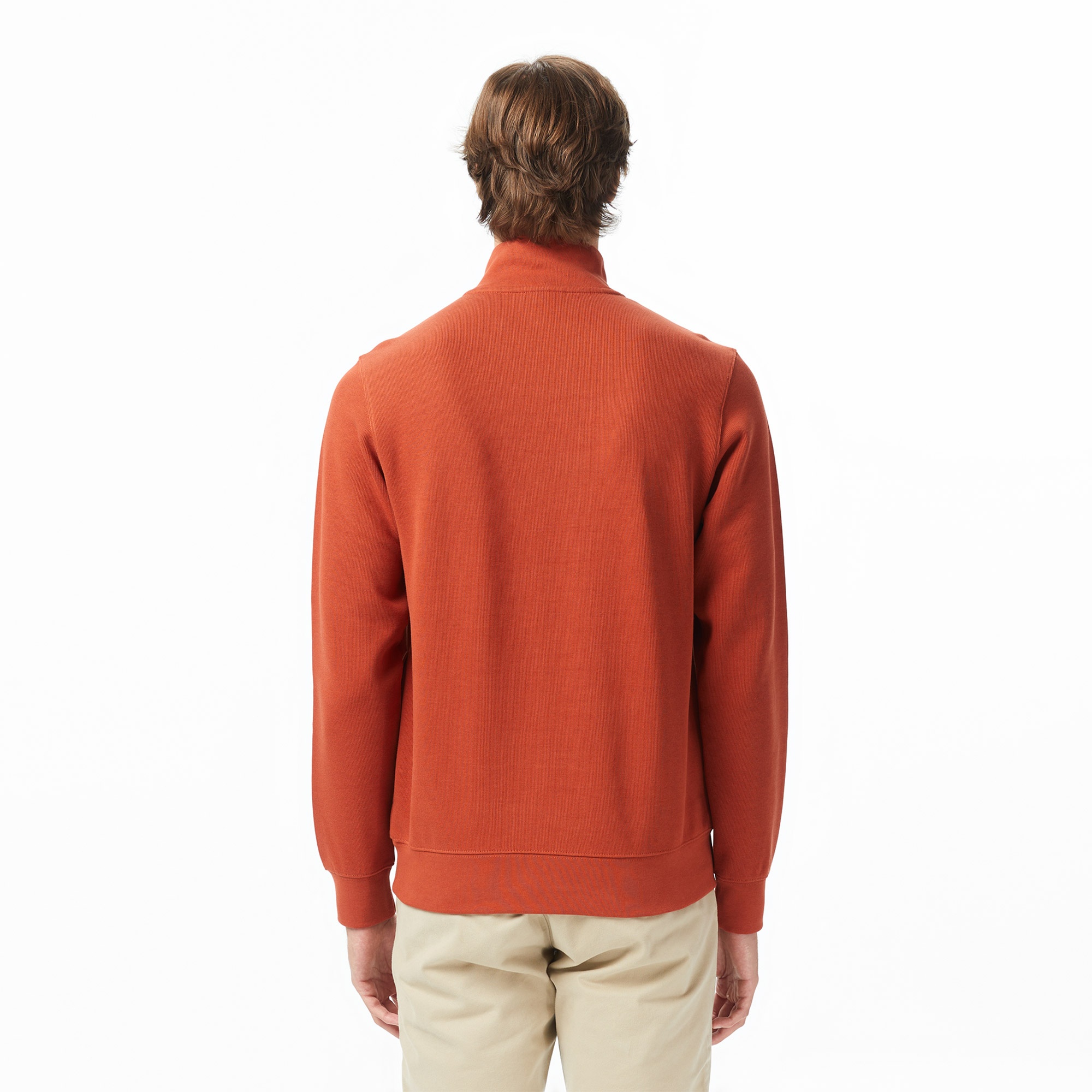 Erkek Classic Fit Yarım Fermuarlı Turuncu Sweatshirt