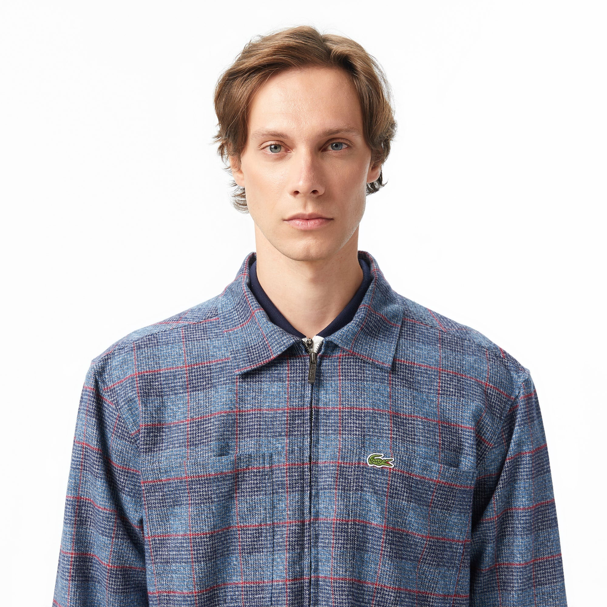 Erkek Relaxed Fit Gömlek Yaka Ekose Lacivert Dış Gömlek